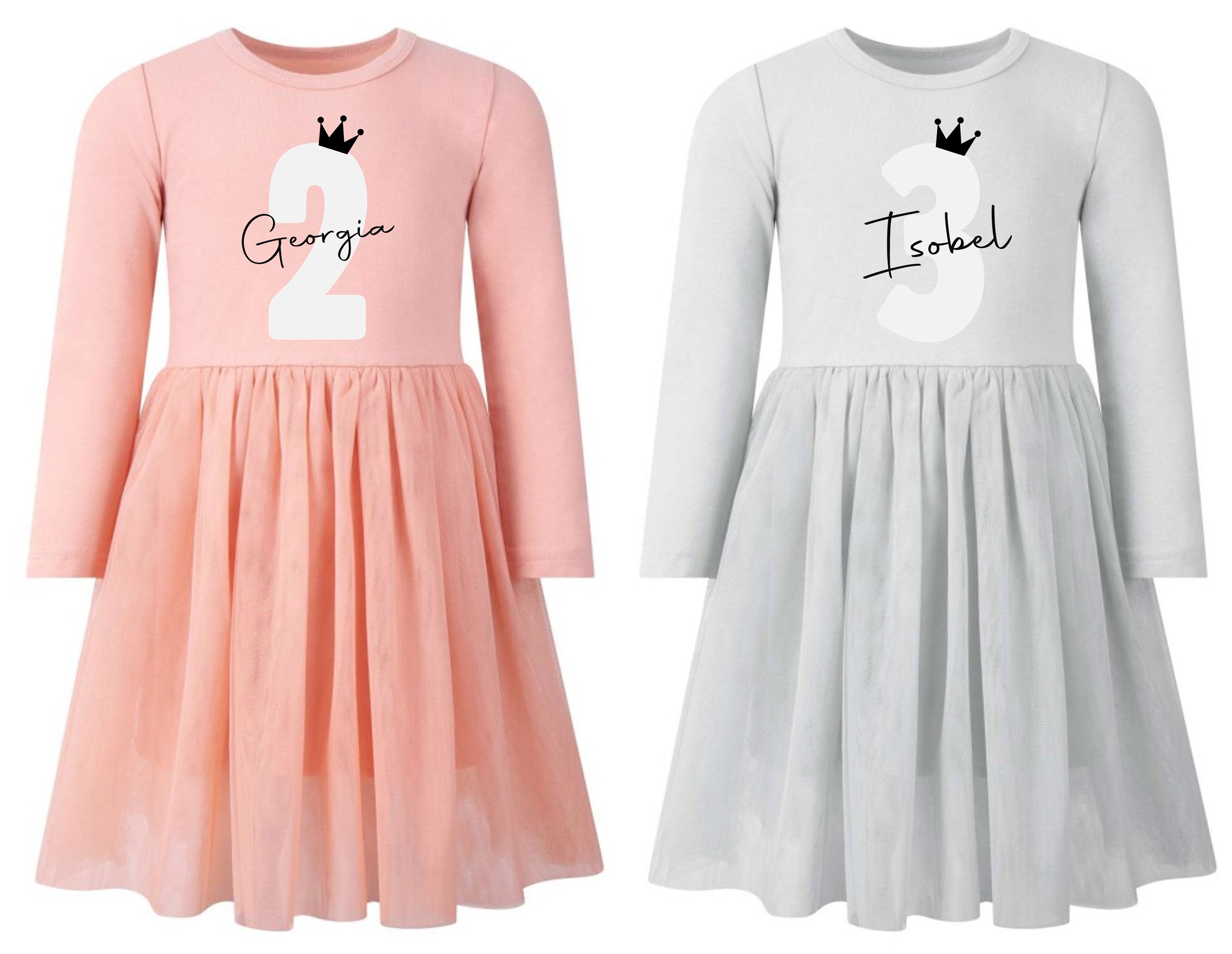 Girls Personalised Name & Age Birthday Party Tutu Dress