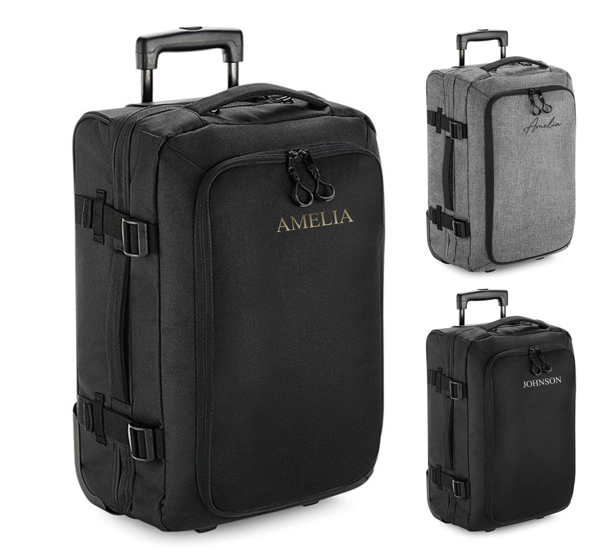 Personalised Name Monogram Carry On Cabin Wheelie Hand Luggage Suitcase