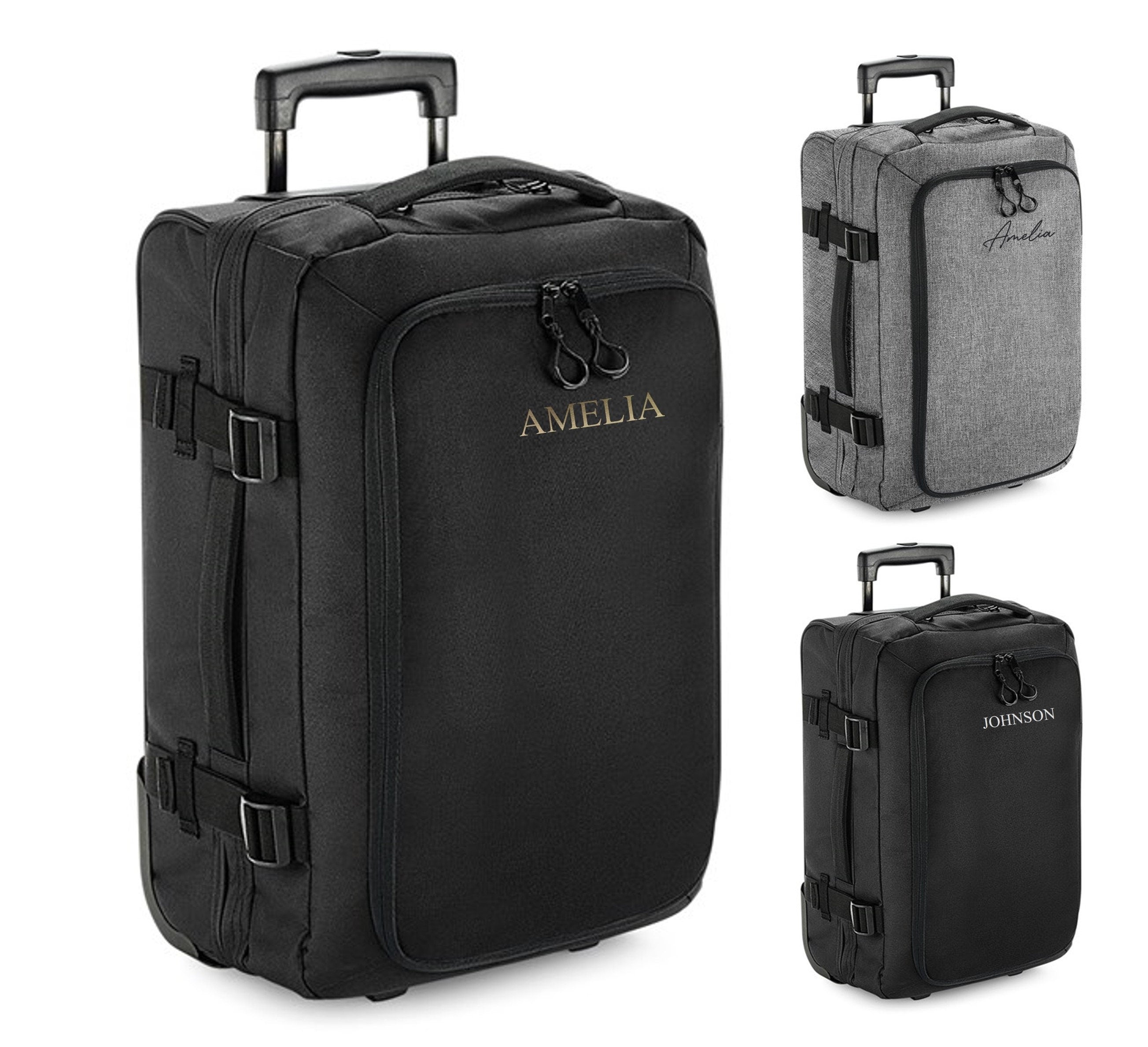 Personalised Name Monogram Carry On Cabin Wheelie Hand Luggage Suitcase
