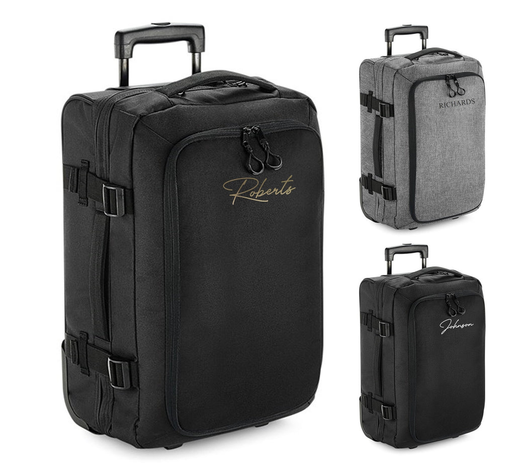 Personalised Name Monogram Carry On Cabin Wheelie Hand Luggage Suitcase