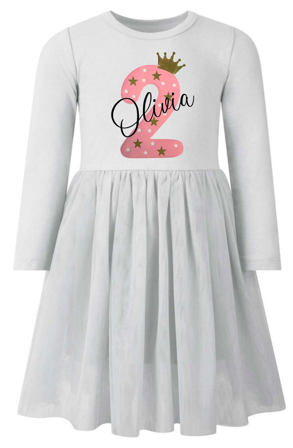 Girls Personalised Name & Age Birthday Party Tutu Dress