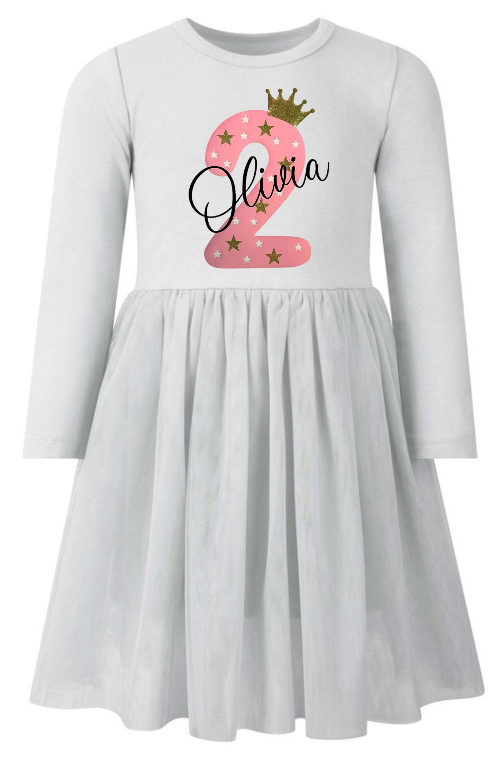 Girls Personalised Name & Age Birthday Party Tutu Dress