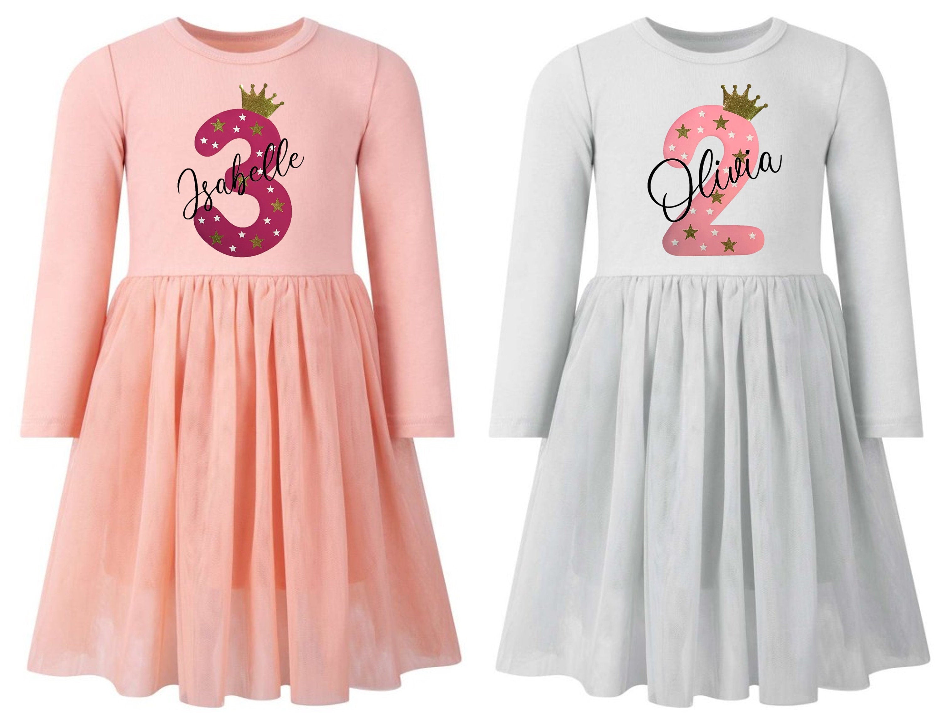 Girls Personalised Name & Age Birthday Party Tutu Dress