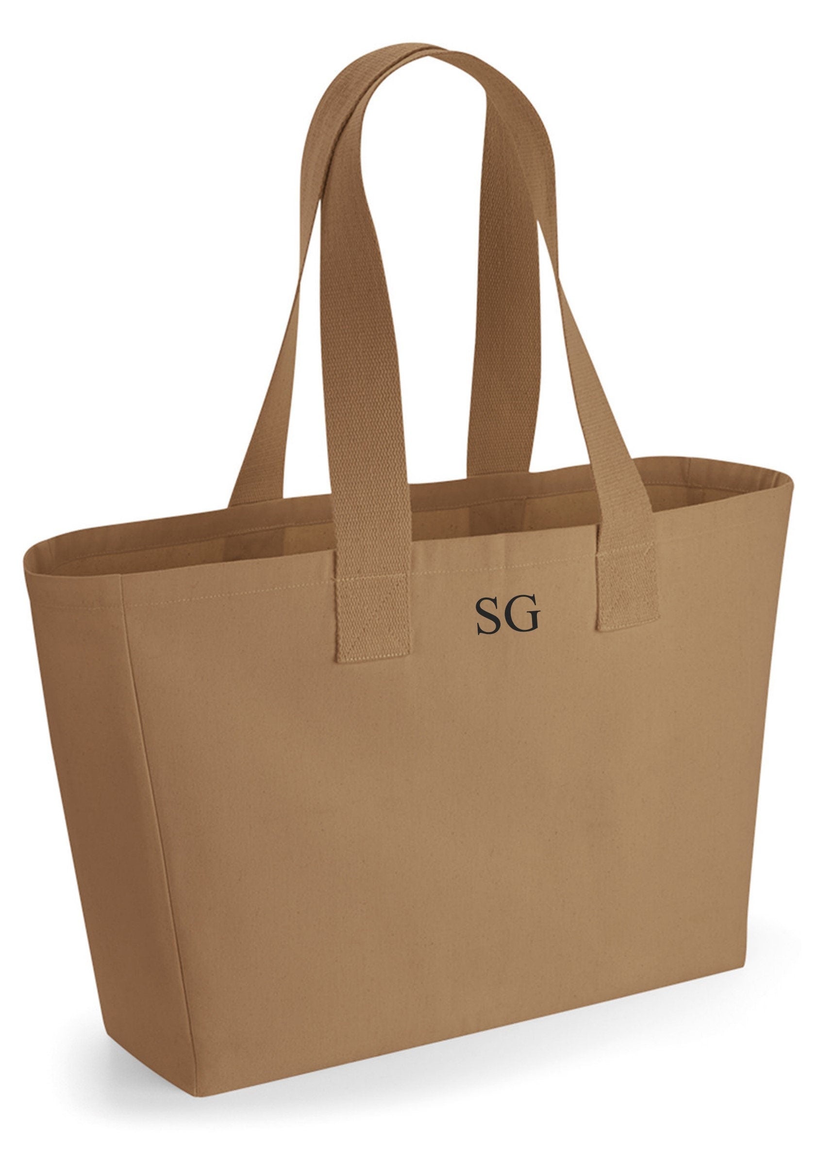 Personalised Initials Monogram Canvas Shopper Tote Beach Bag
