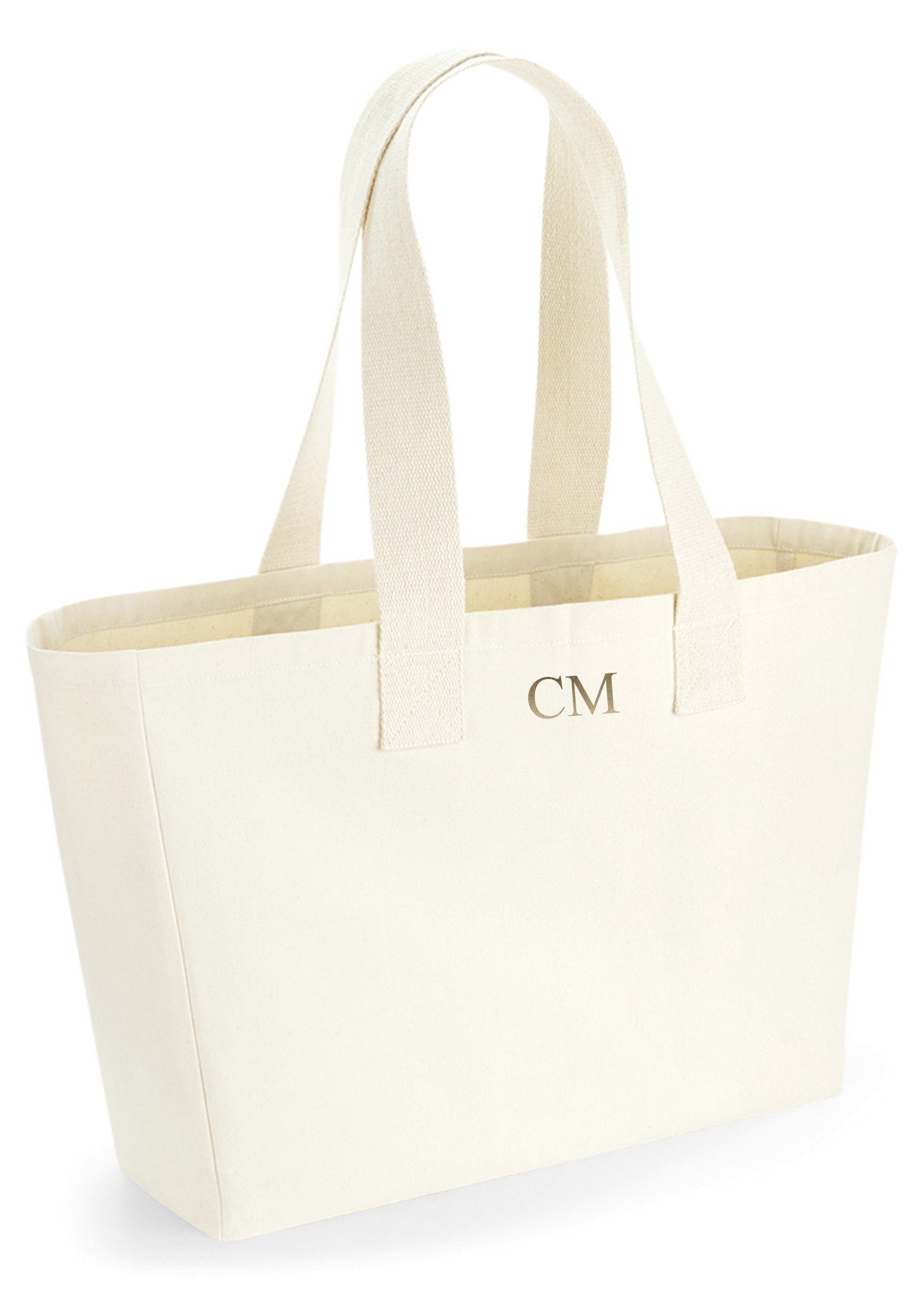 Personalised Initials Monogram Canvas Shopper Tote Beach Bag