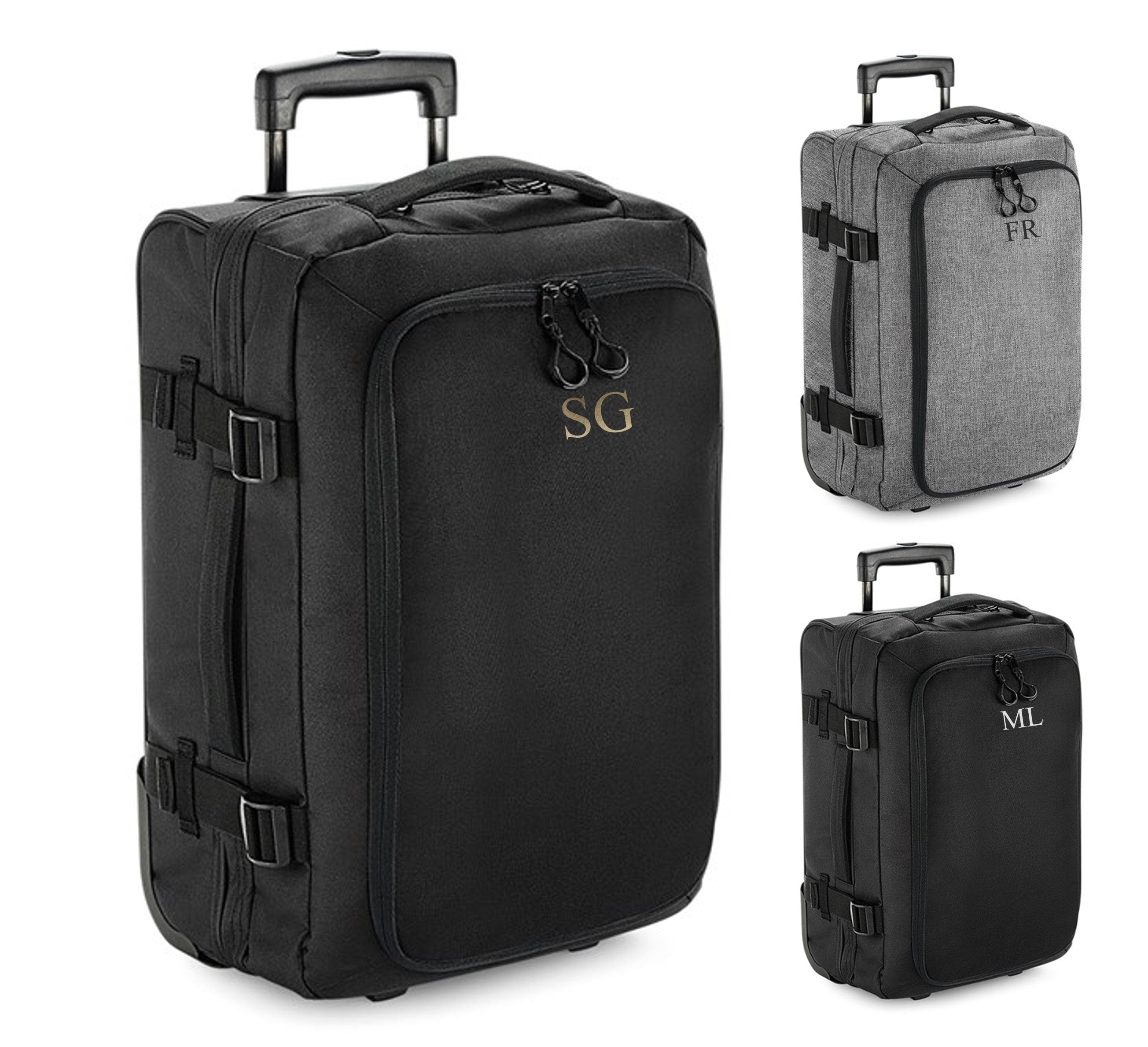 Personalised Initials Monogram Carry On Cabin Wheelie Hand Luggage Suitcase