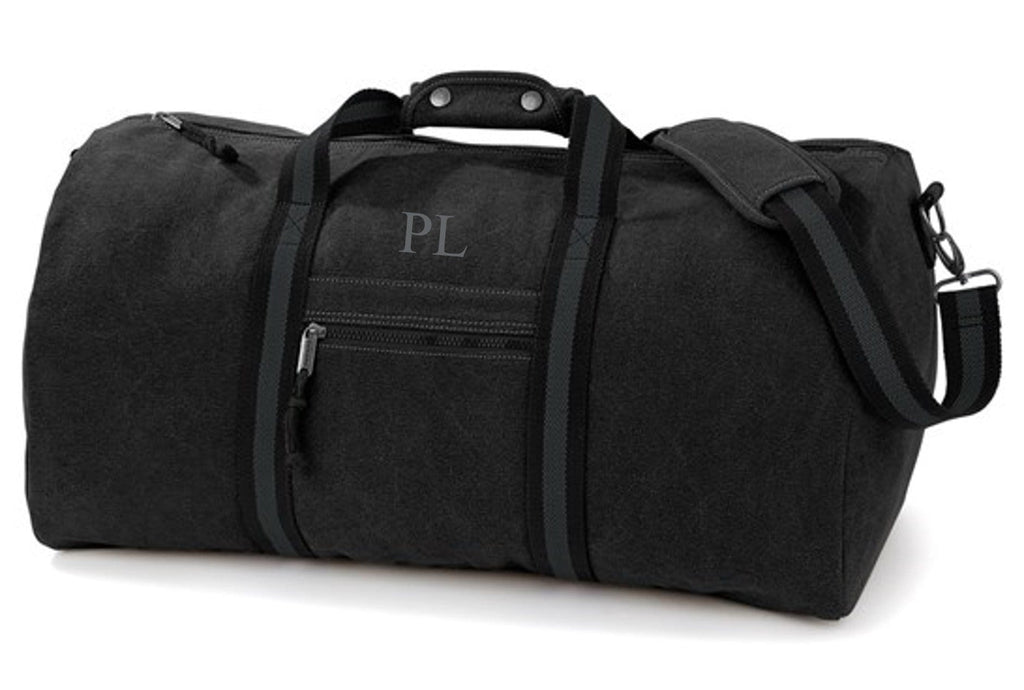 Personalised Initials Monogram Weekend Vintage Canvas Holdall Overnighter Bag