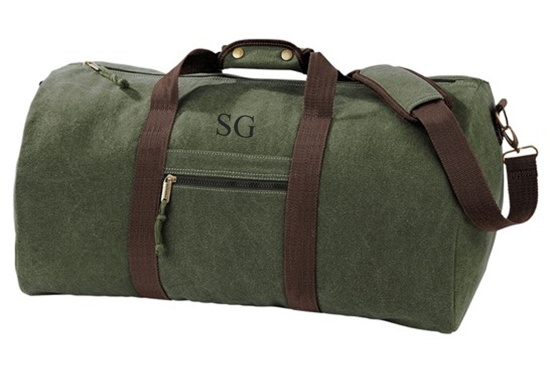 Personalised Initials Monogram Weekend Vintage Canvas Holdall Overnighter Bag