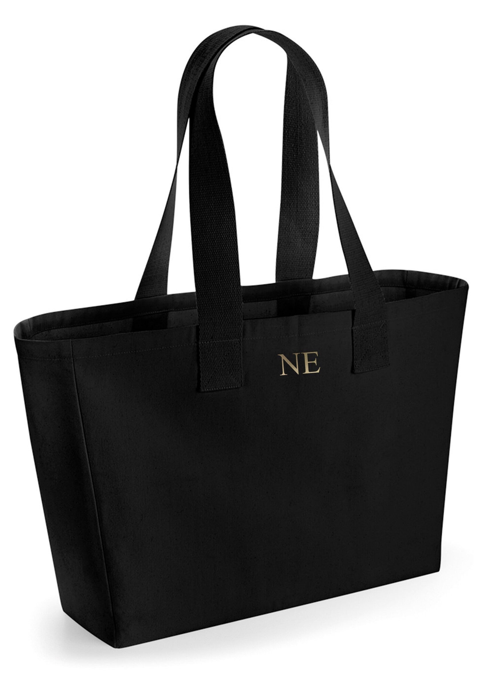Personalised Initials Monogram Canvas Shopper Tote Beach Bag