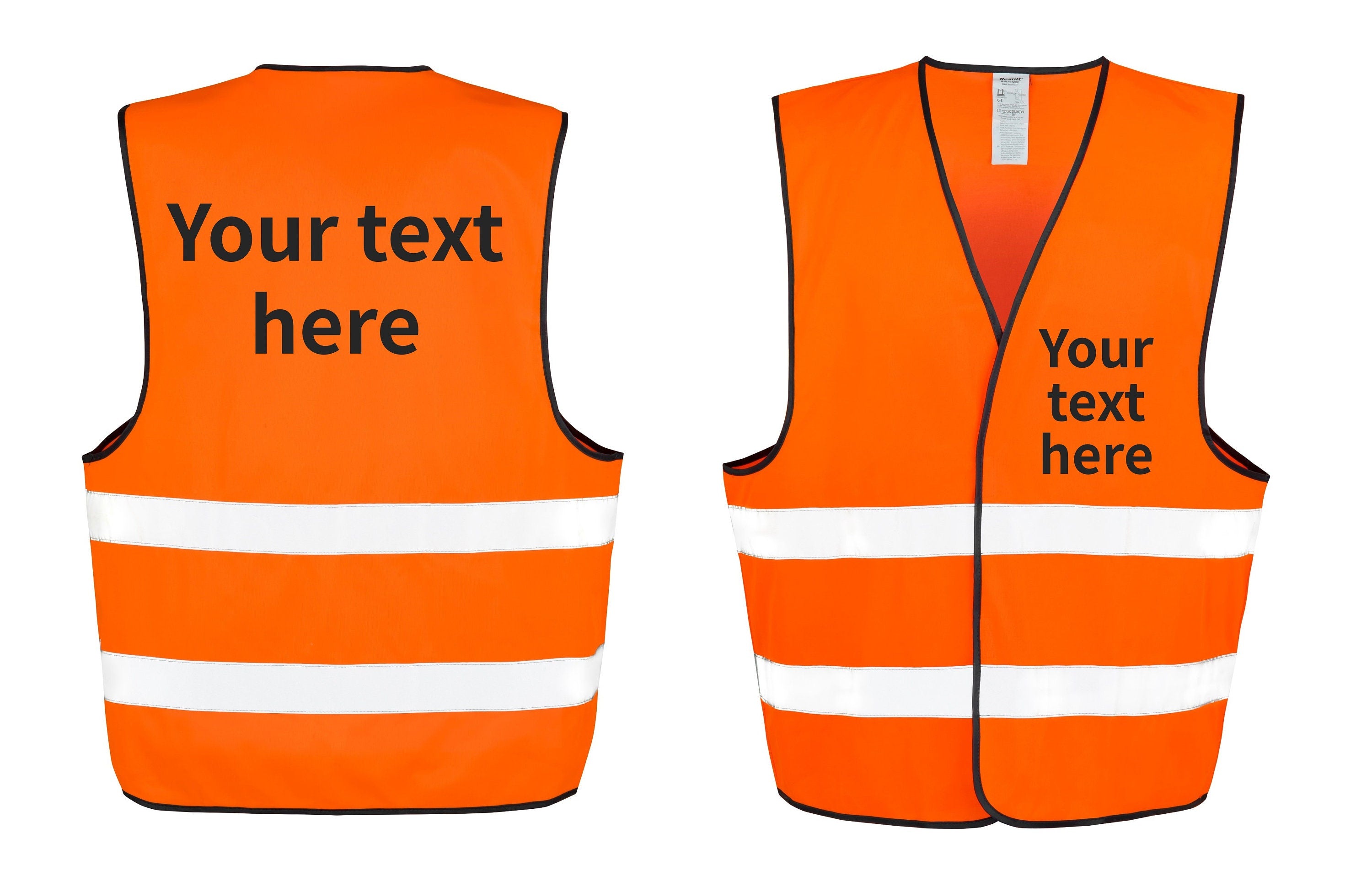 Adults Personalised Text Hi-Vis Waistcoat Reflective Safety Vest