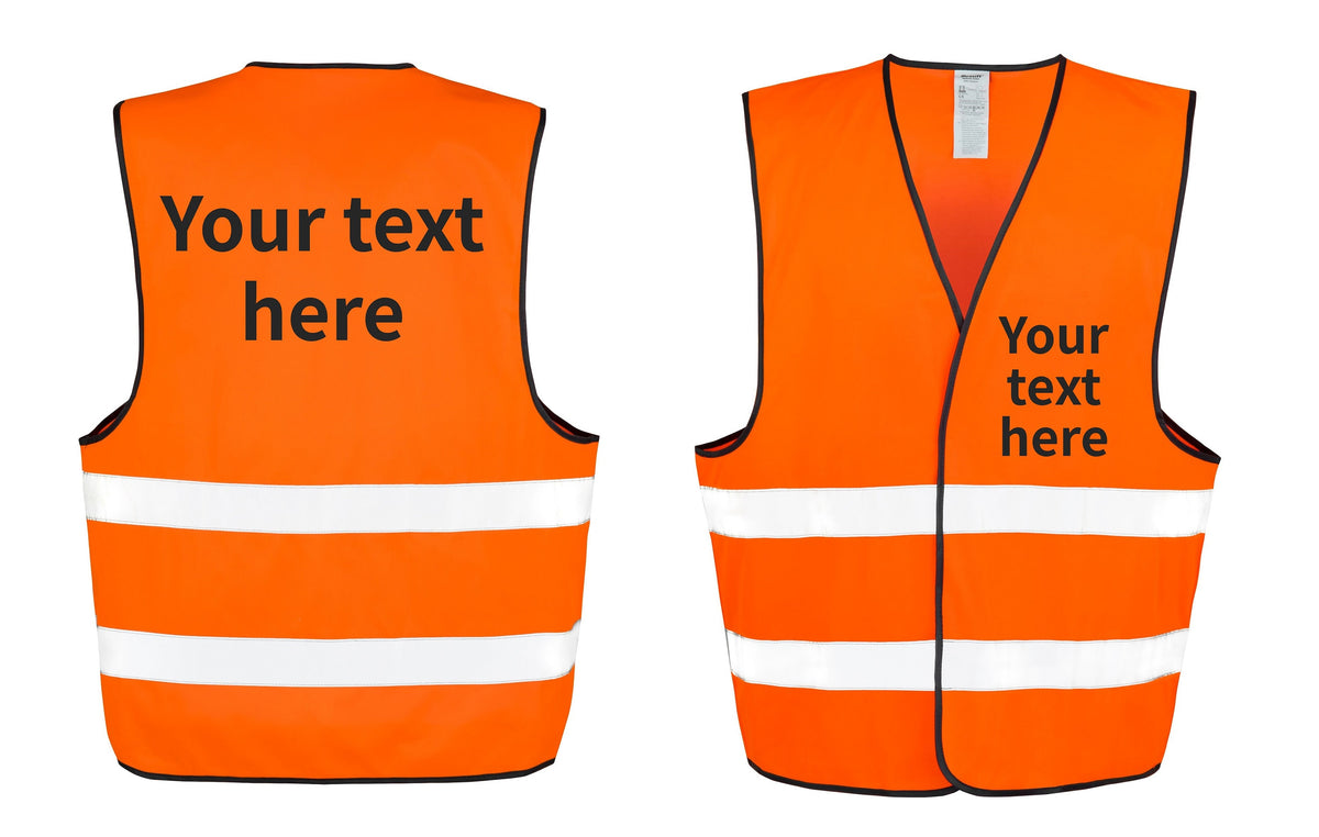 Adults Personalised Text Hi-Vis Waistcoat Reflective Safety Vest