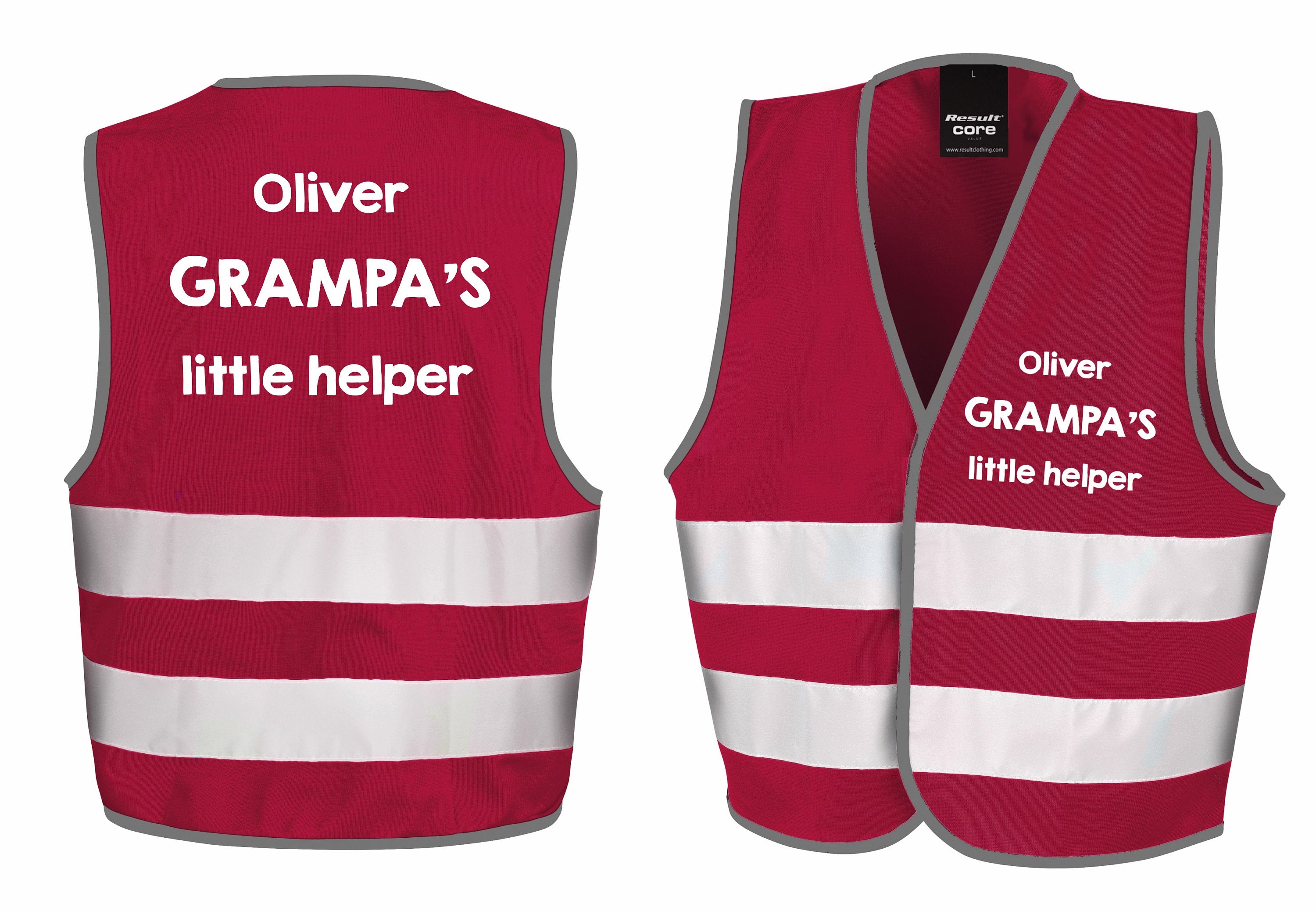 Children's Personalised Text Little Helper Hi-Vis Waistcoat Reflective Safety Vest