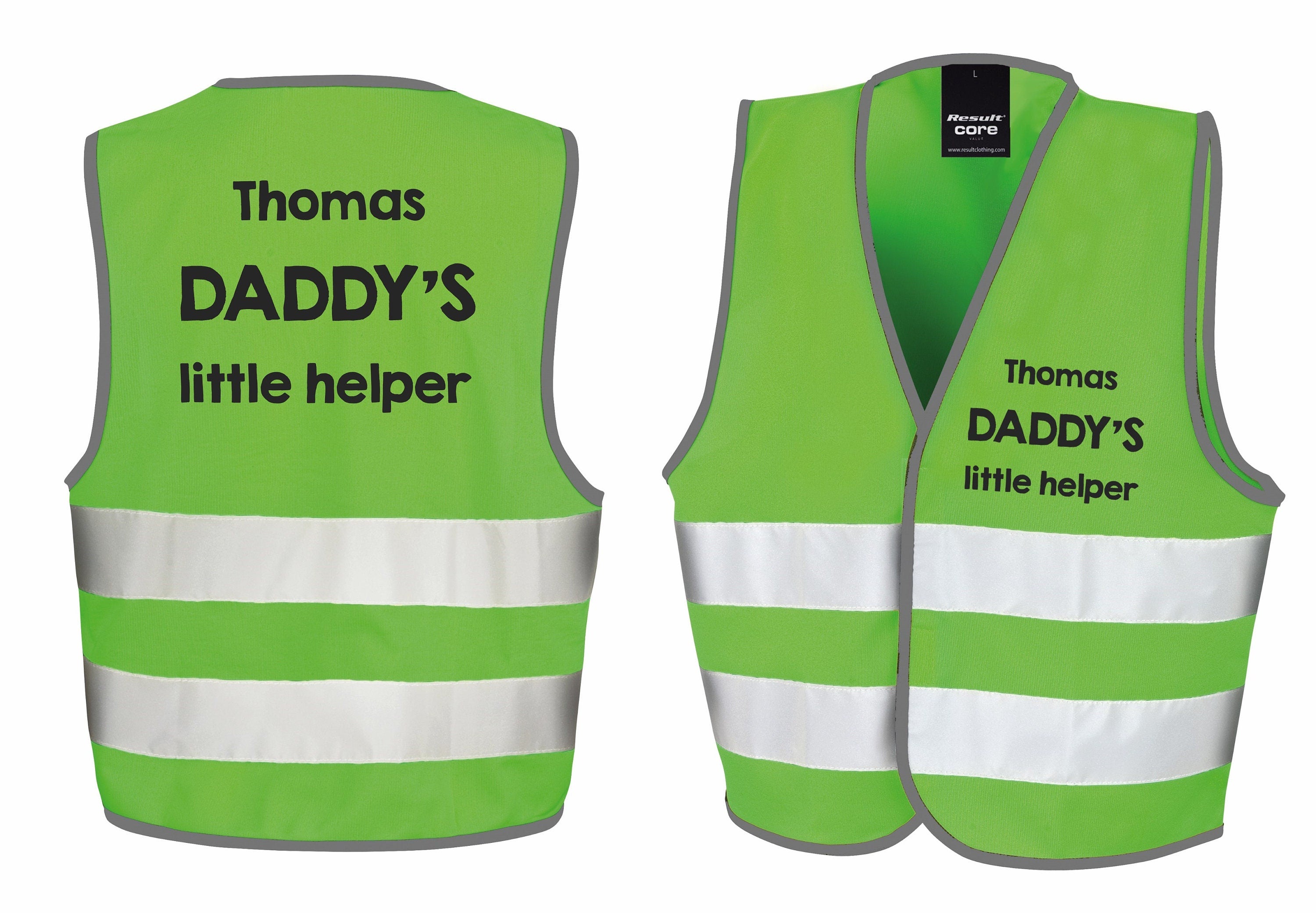 Children's Personalised Text Little Helper Hi-Vis Waistcoat Reflective Safety Vest