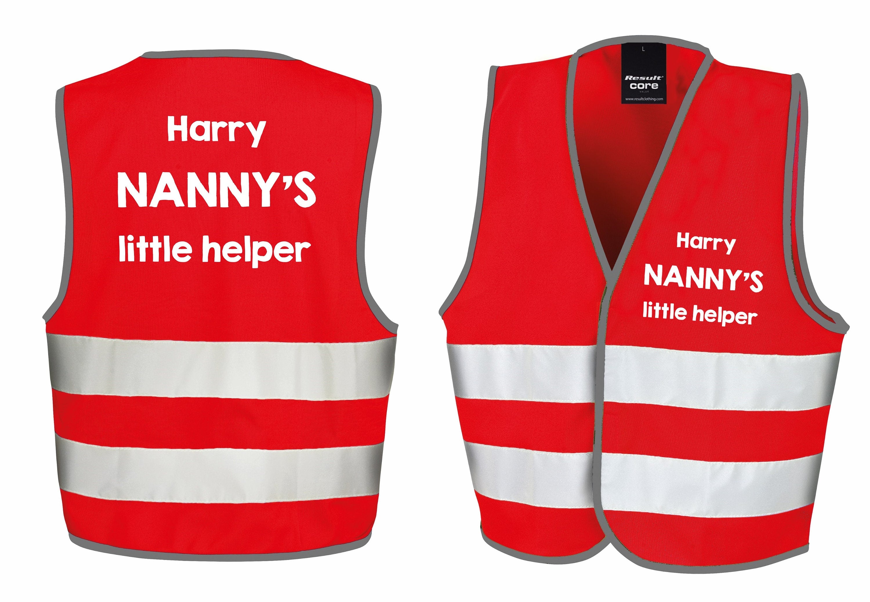 Children's Personalised Text Little Helper Hi-Vis Waistcoat Reflective Safety Vest