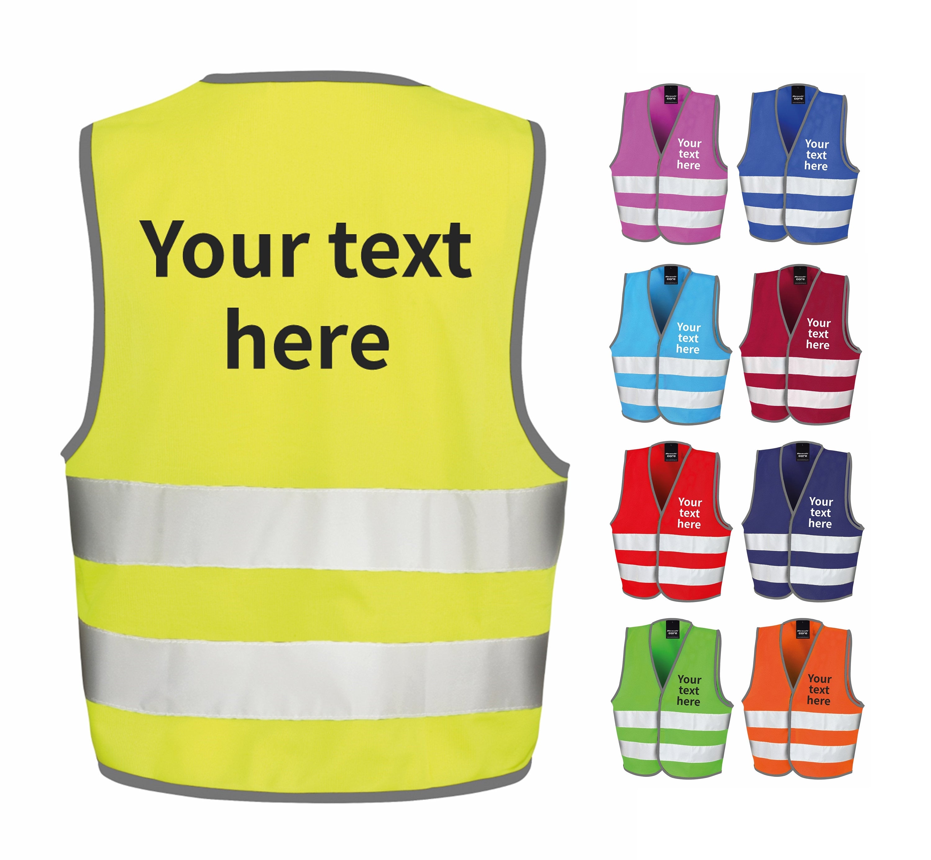 Children's Personalised Text Hi-Vis Waistcoat Reflective Safety Vest