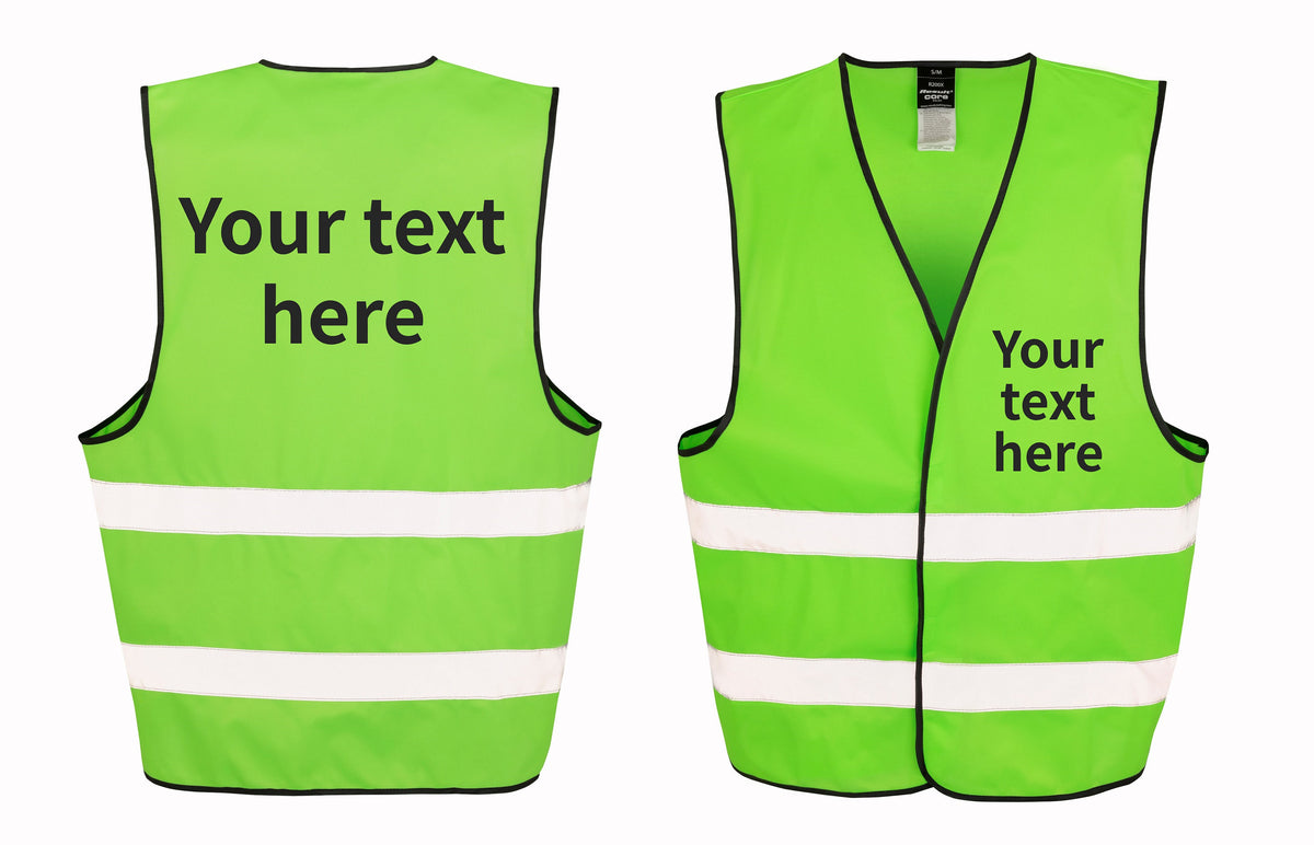 Adults Personalised Text Hi-Vis Waistcoat Reflective Safety Vest