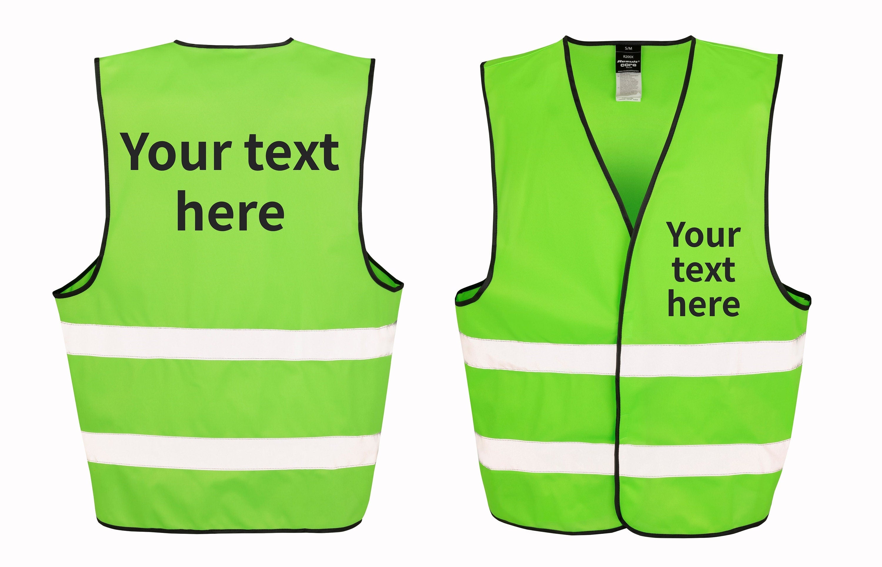 Adults Personalised Text Hi-Vis Waistcoat Reflective Safety Vest