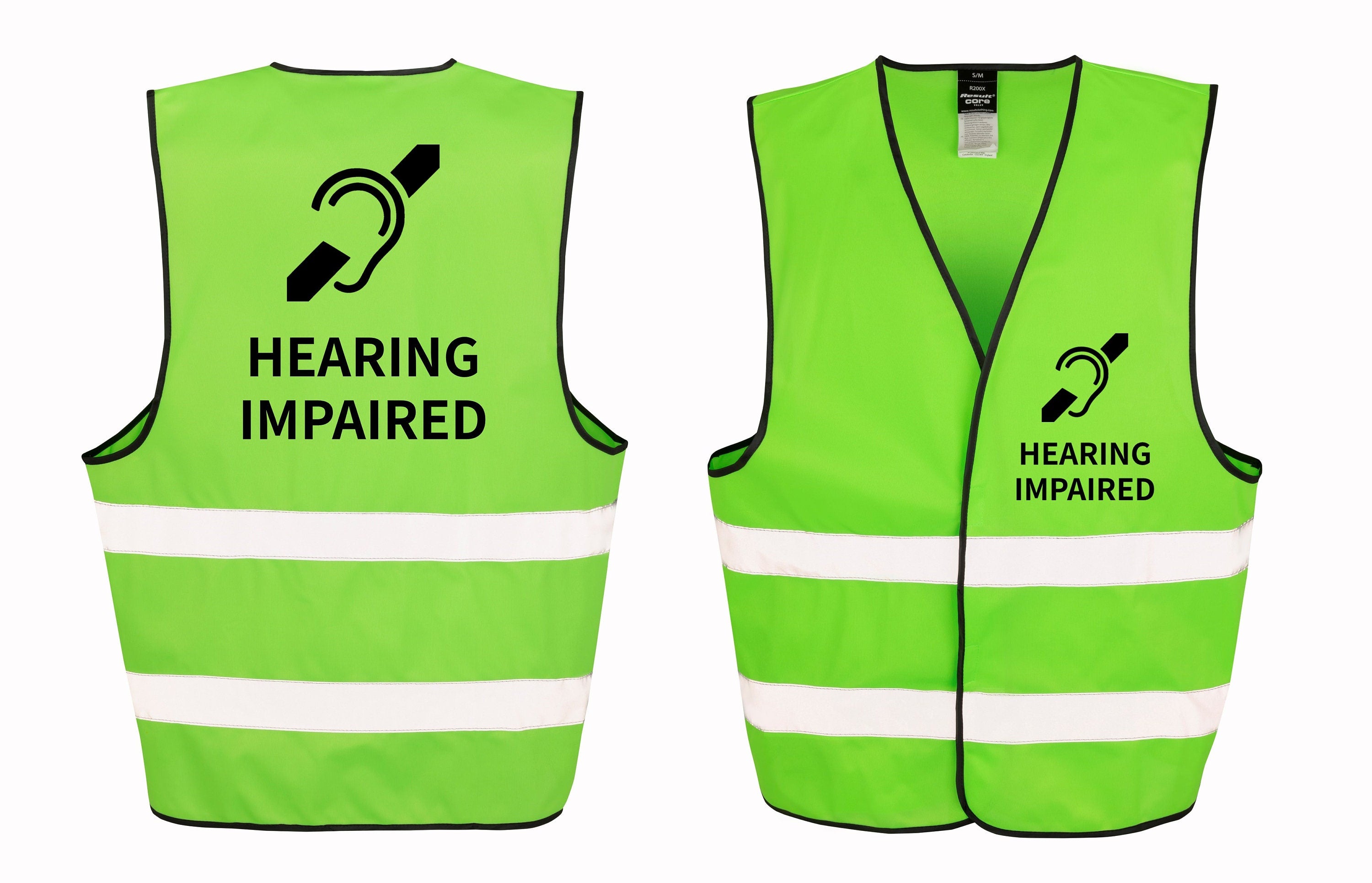 Hearing Impaired Hi-Vis Waistcoat Reflective Safety Vest