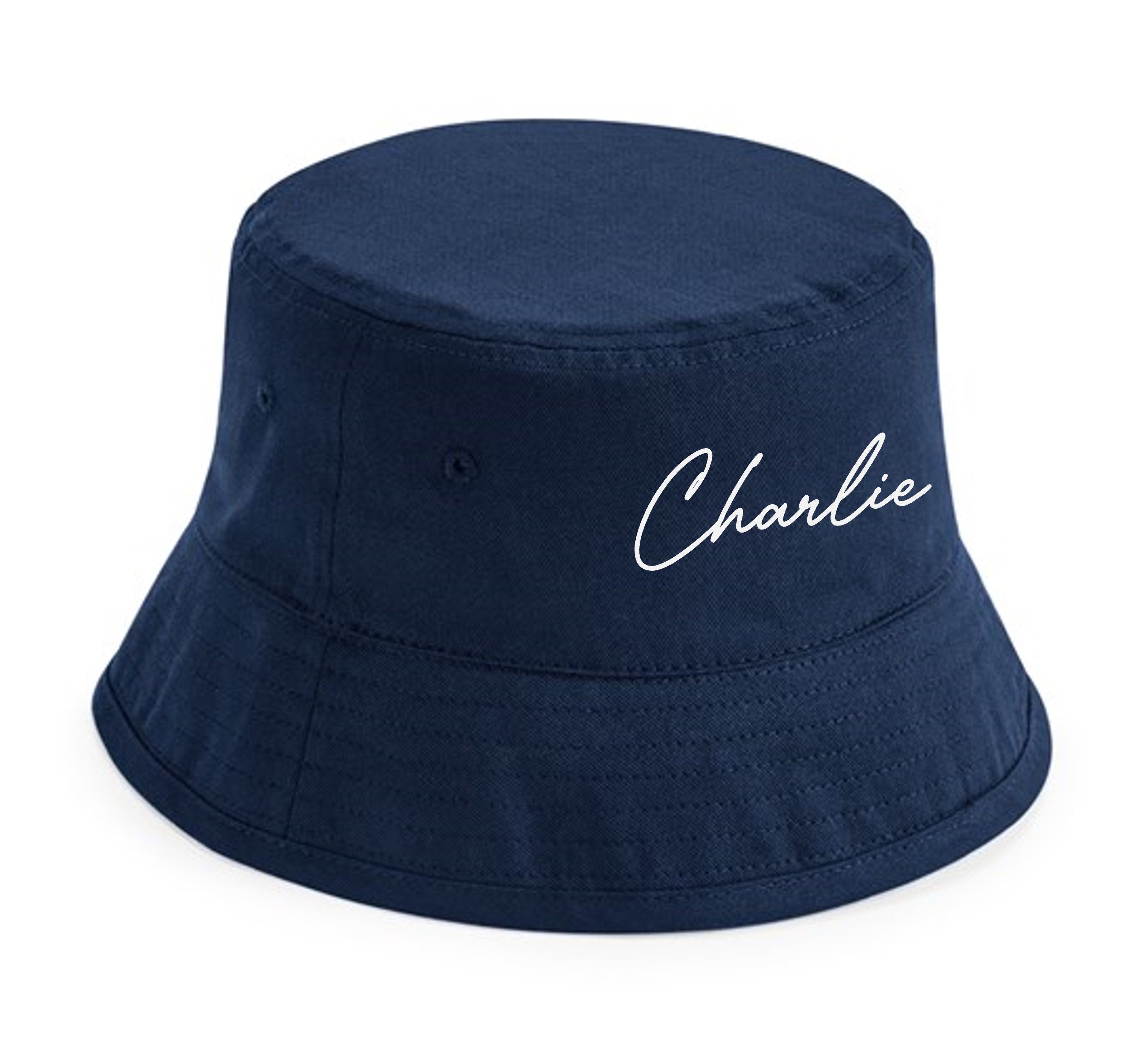 Kids Personalised Name Organic Cotton Bucket Summer Sun Hat UPF50+