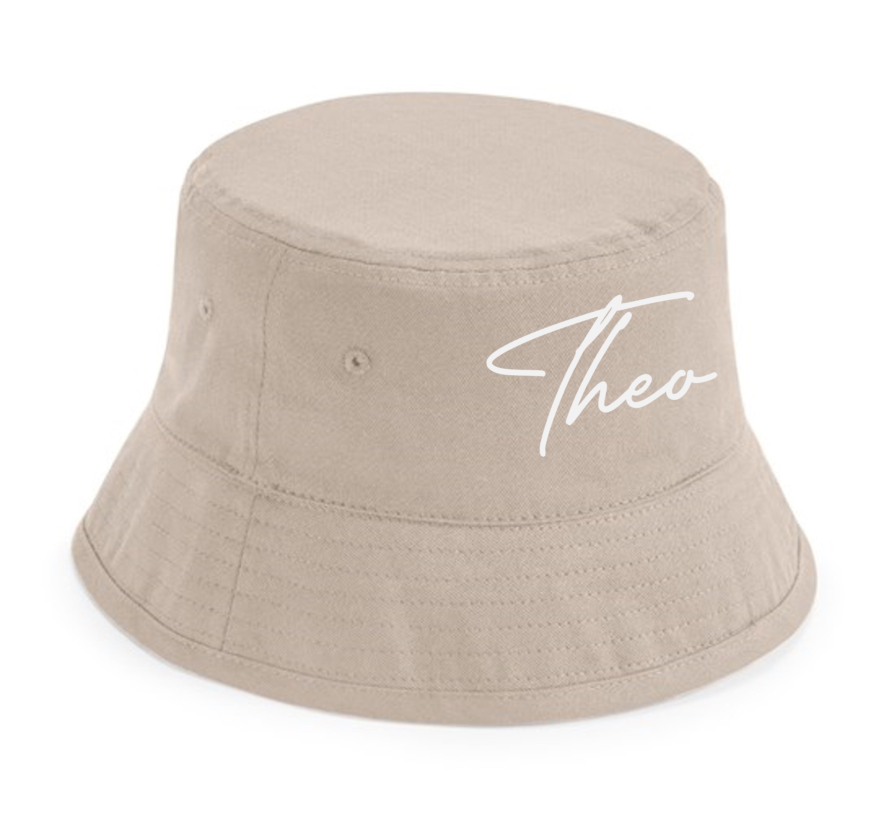 Kids Personalised Name Organic Cotton Bucket Summer Sun Hat UPF50+