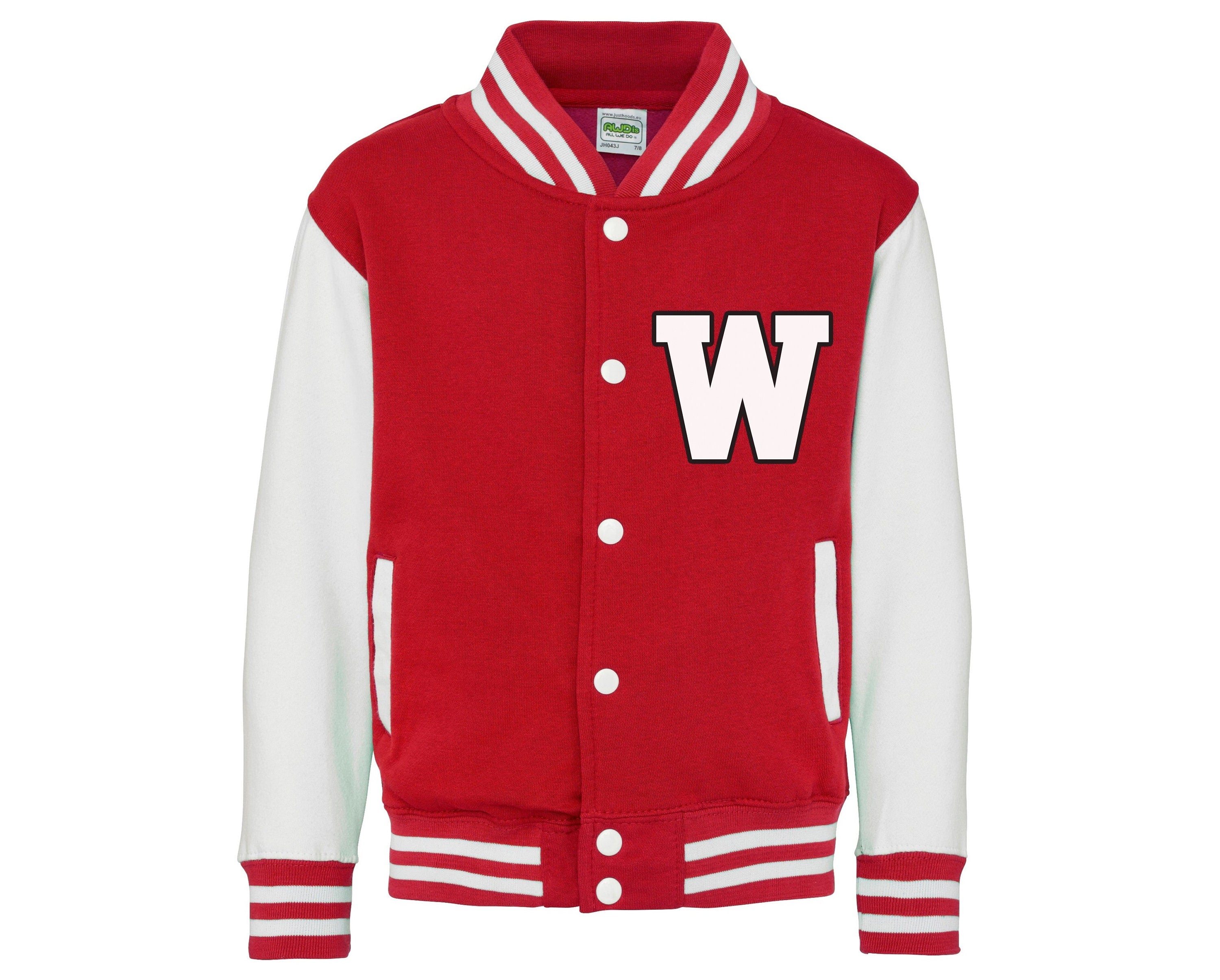 Adults "W" Red & White Letterman Varsity Jacket College Baseball