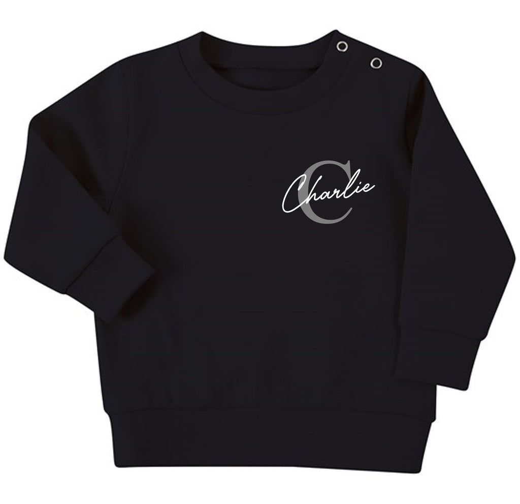 Personalised Name Initial Baby & Toddler Sustainable Sweatshirt