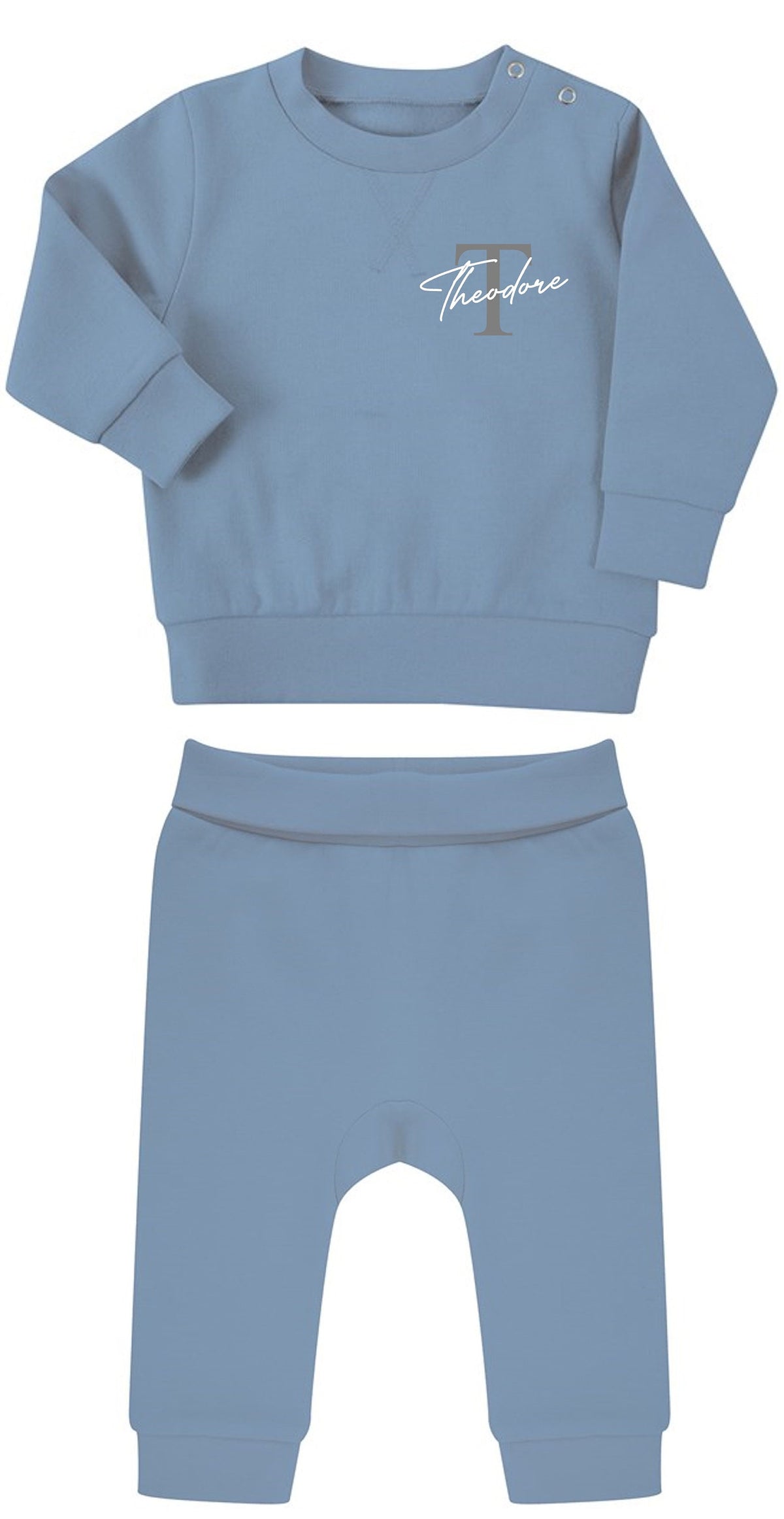 Personalised Name Initial Baby & Toddler Sustainable Sweatshirt and Joggers Set