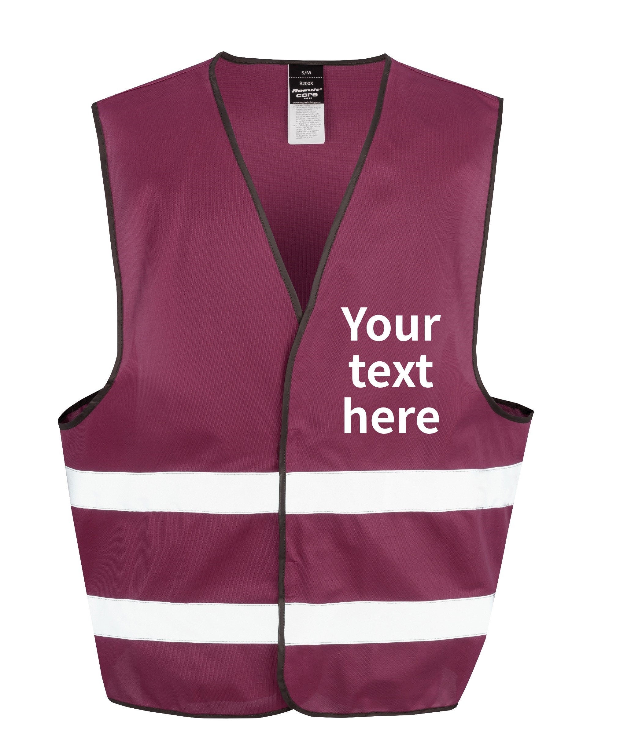 Adults Personalised Text Hi-Vis Waistcoat Reflective Safety Vest