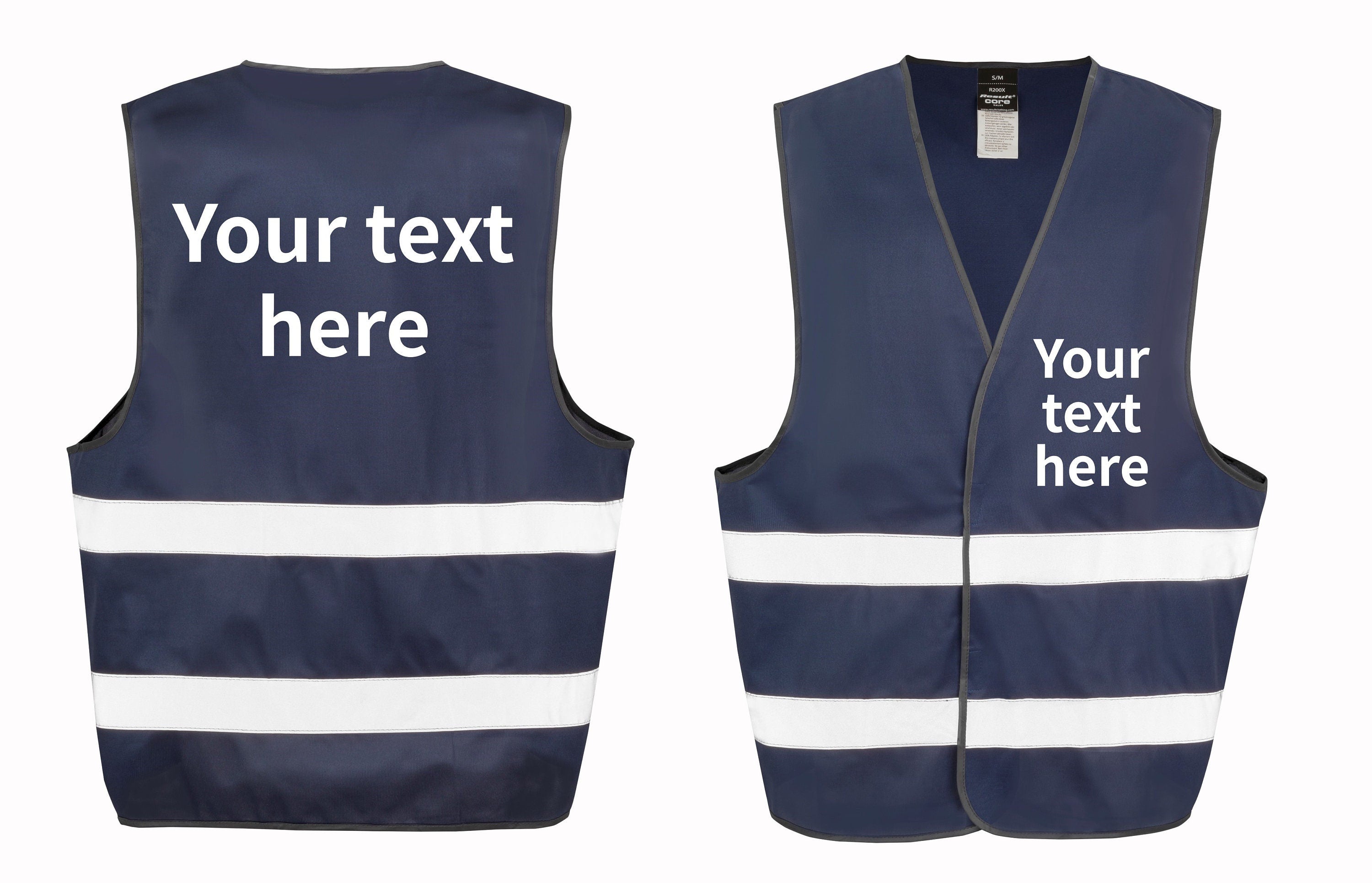 Adults Personalised Text Hi-Vis Waistcoat Reflective Safety Vest