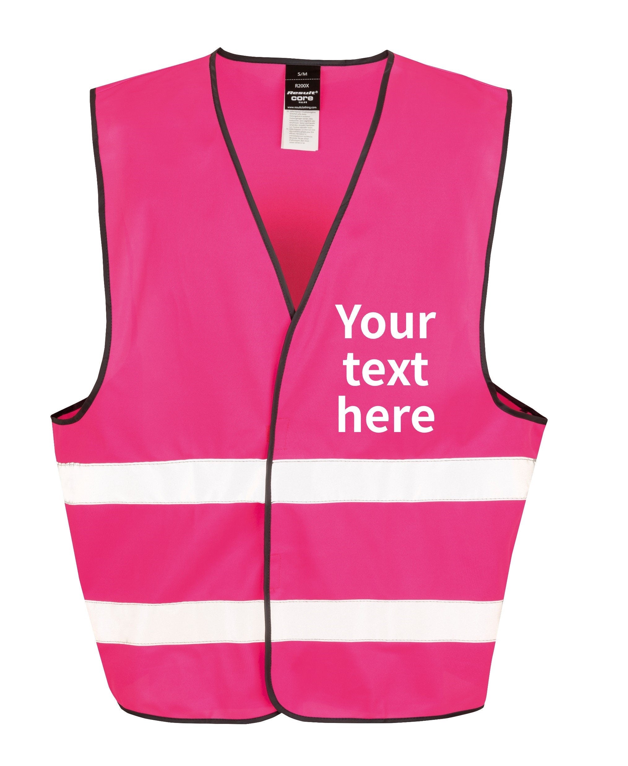 Adults Personalised Text Hi-Vis Waistcoat Reflective Safety Vest
