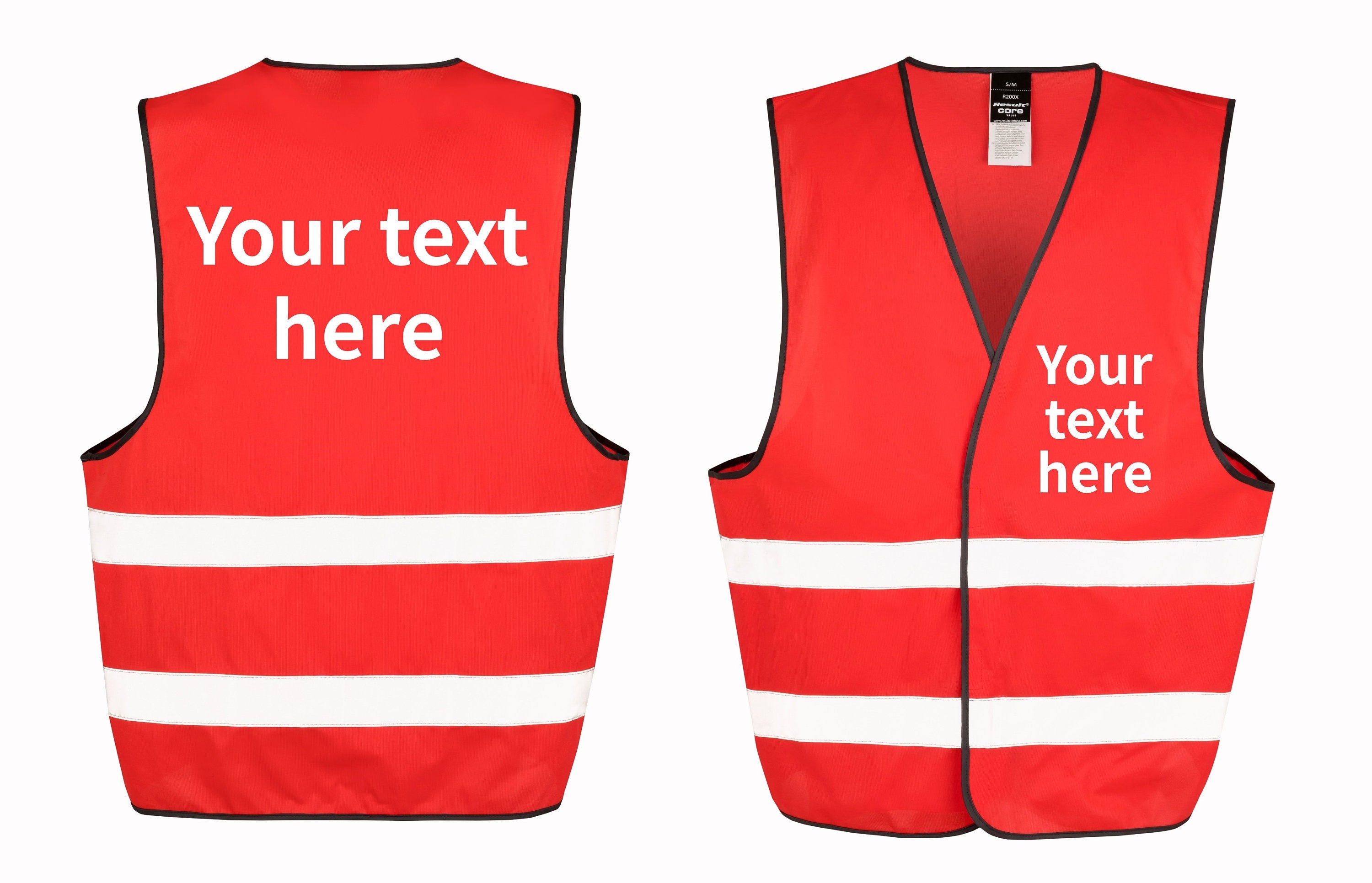 Adults Personalised Text Hi-Vis Waistcoat Reflective Safety Vest