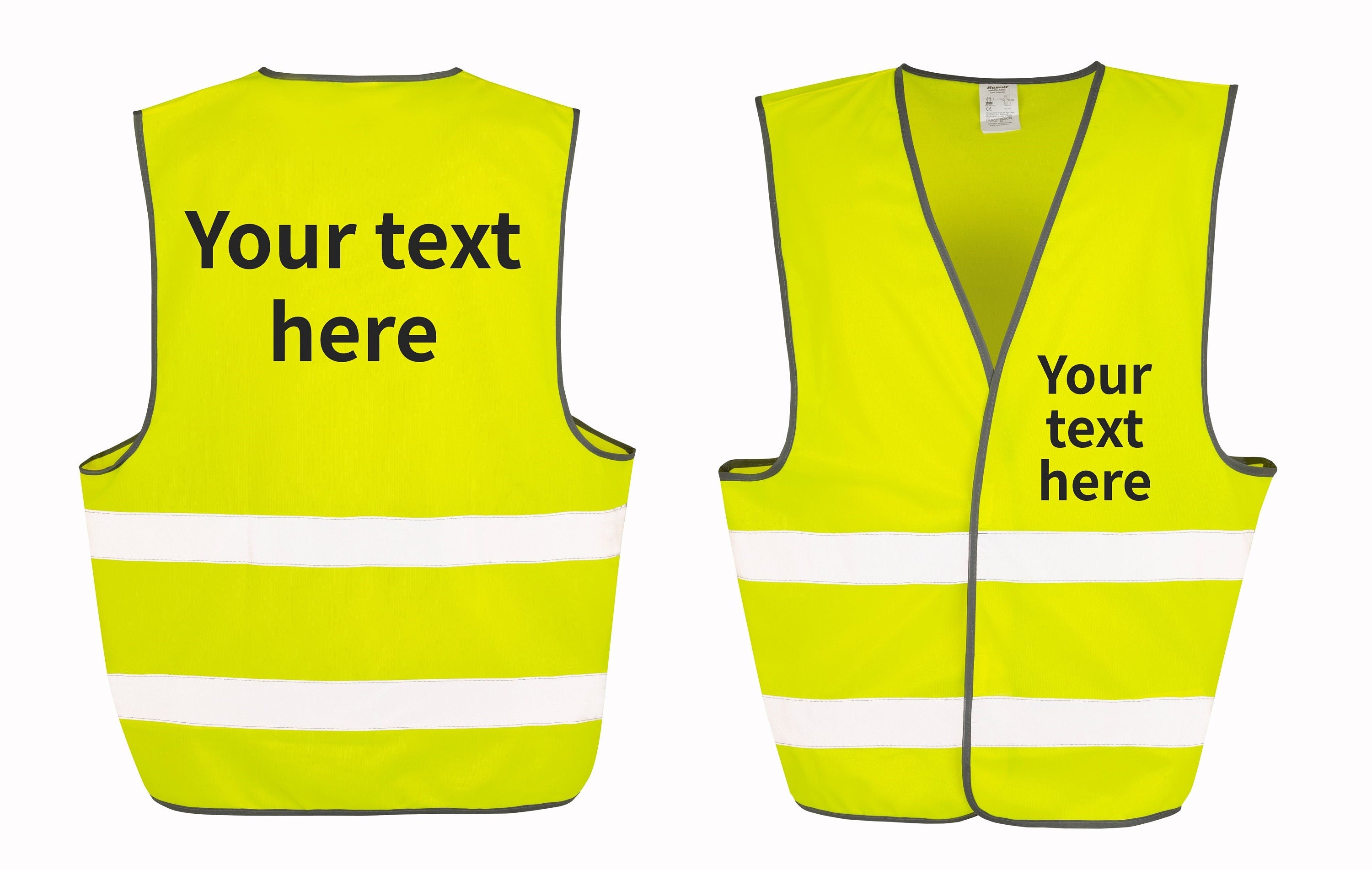 Adults Personalised Text Hi-Vis Waistcoat Reflective Safety Vest