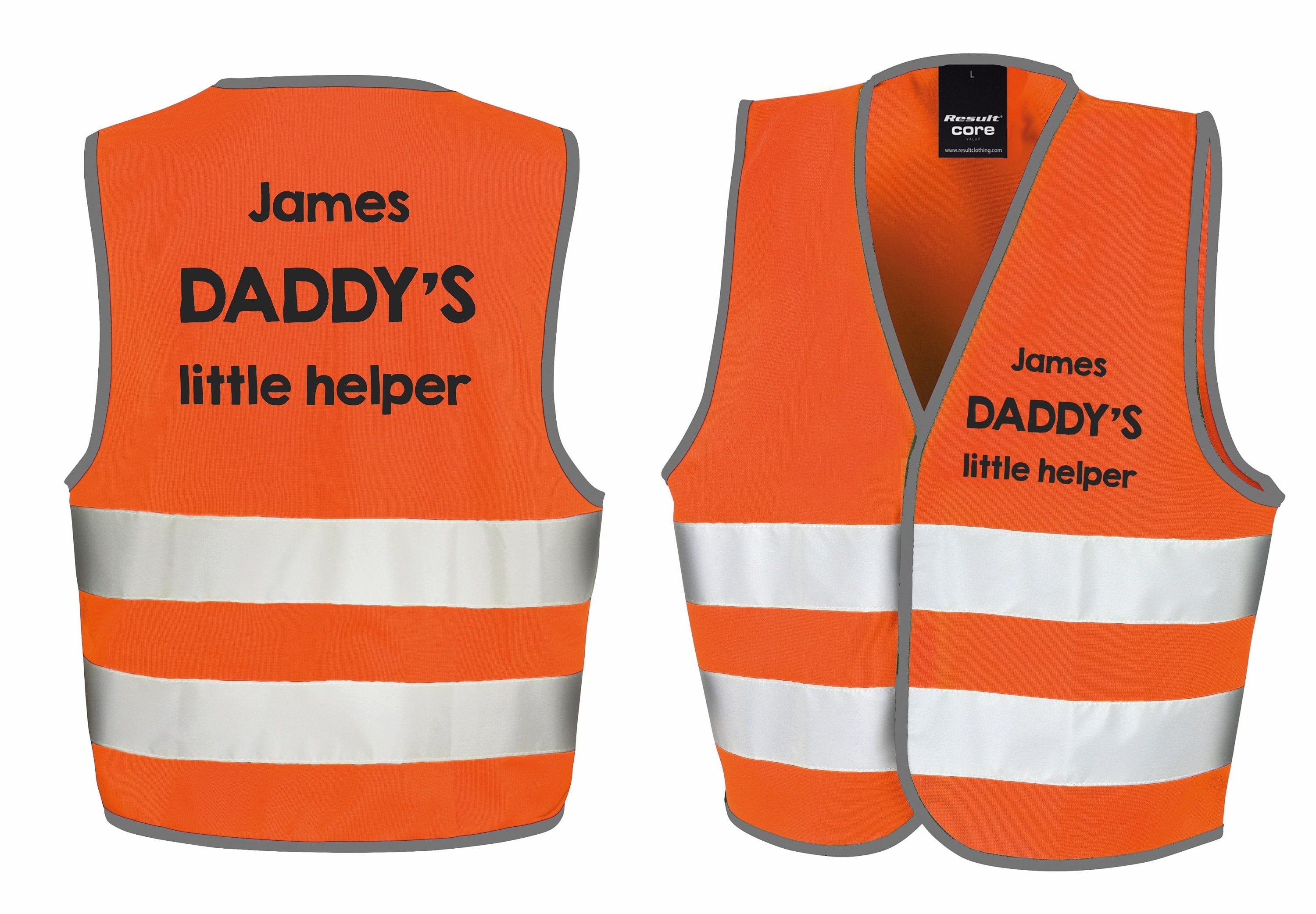 Children's Personalised Text Little Helper Hi-Vis Waistcoat Reflective Safety Vest