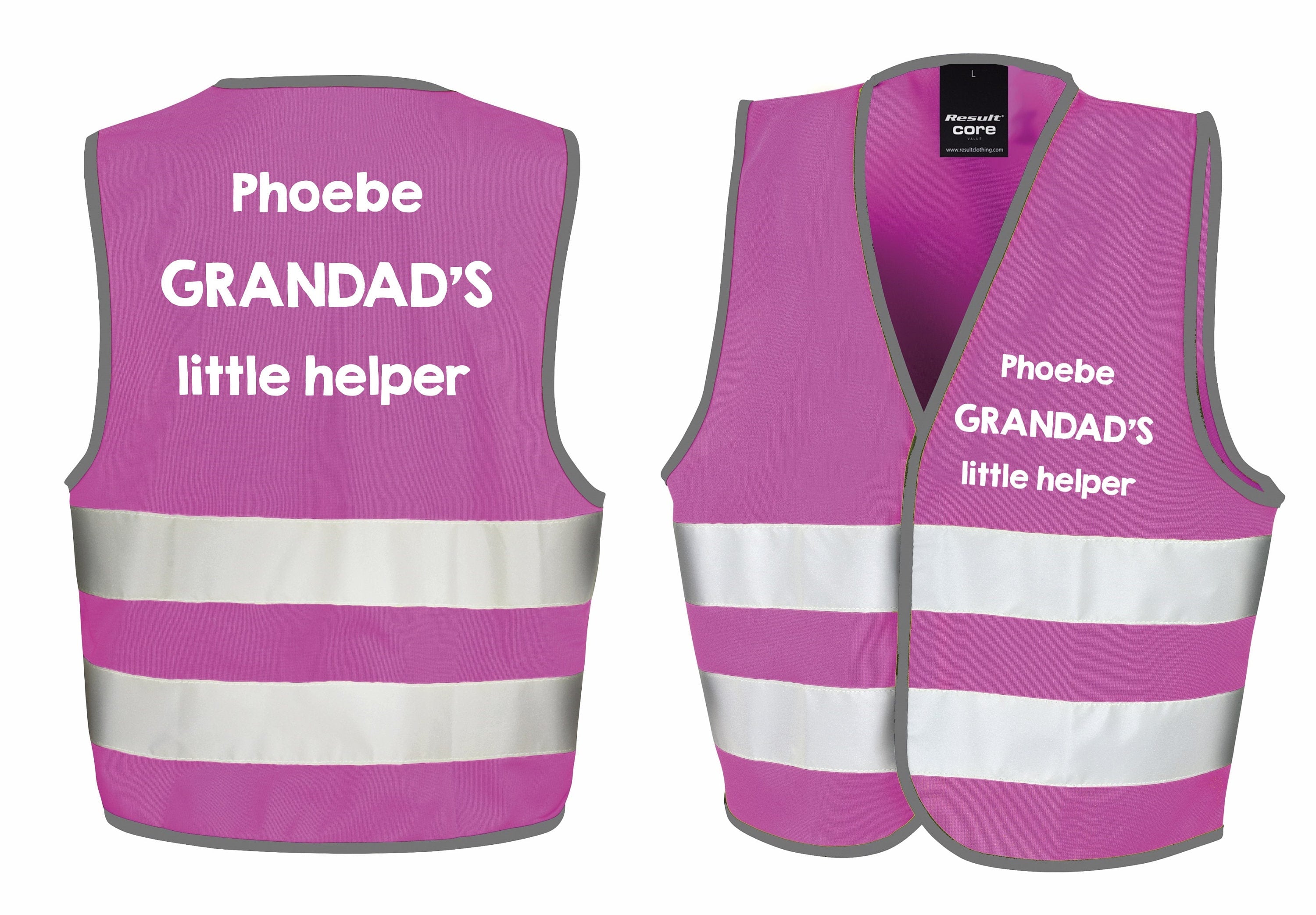 Children's Personalised Text Little Helper Hi-Vis Waistcoat Reflective Safety Vest