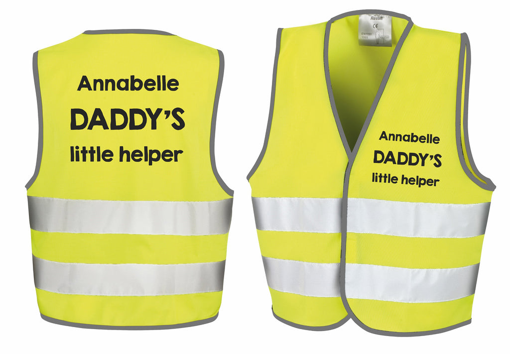 Children's Personalised Text Little Helper Hi-Vis Waistcoat Reflective Safety Vest