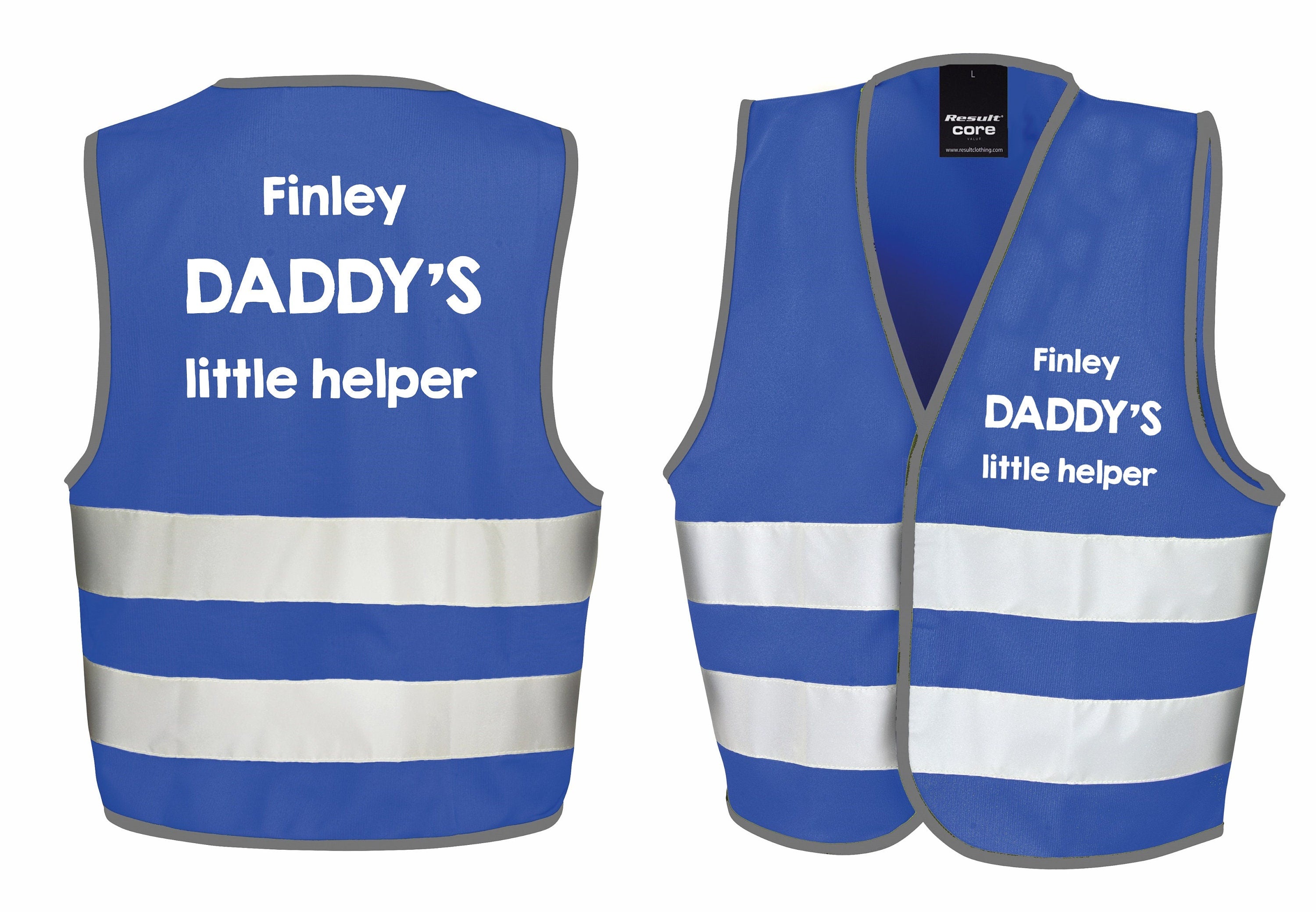 Children's Personalised Text Little Helper Hi-Vis Waistcoat Reflective Safety Vest