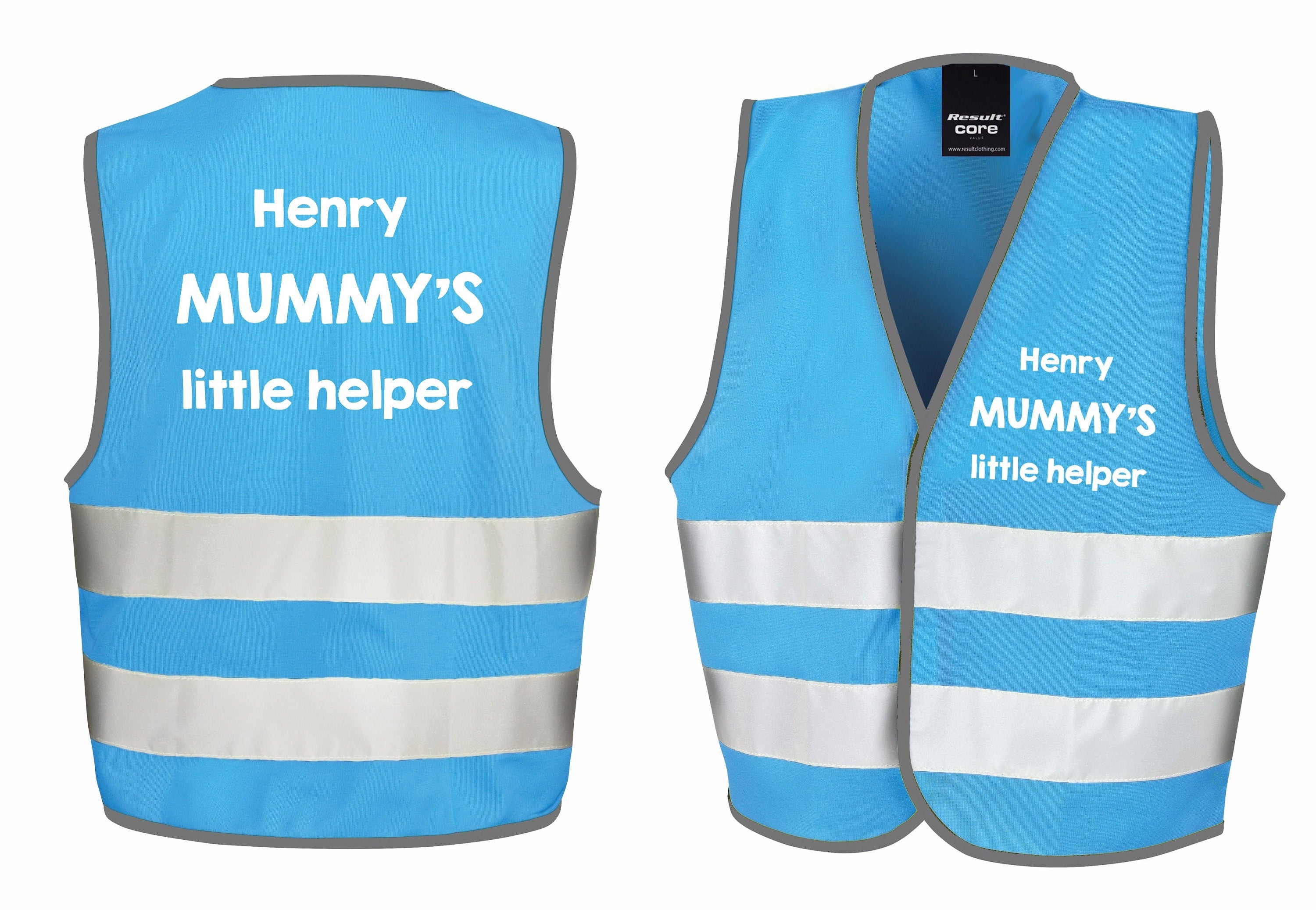 Children's Personalised Text Little Helper Hi-Vis Waistcoat Reflective Safety Vest