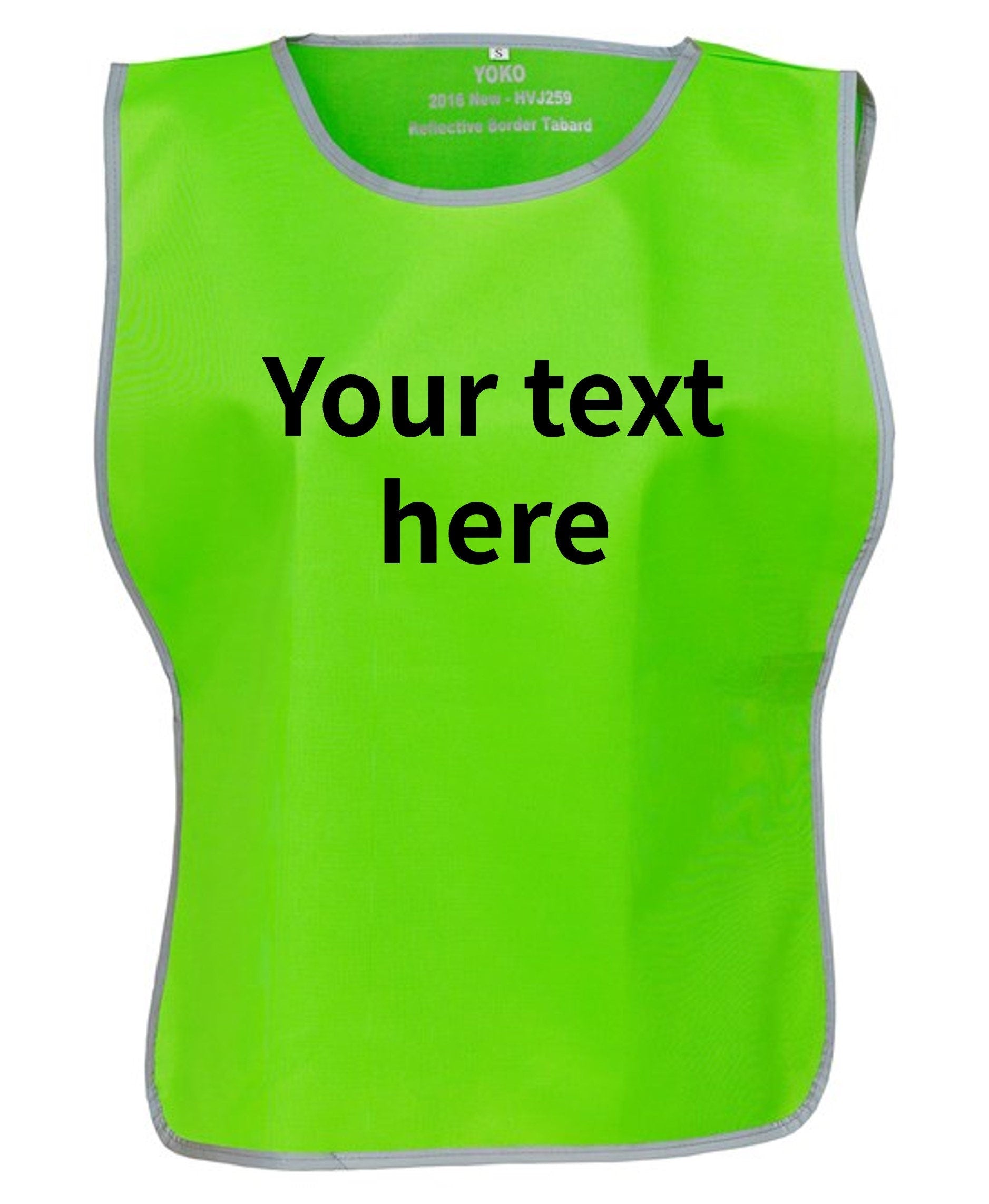Kids & Adults Personalised Text Hi-Vis Tabard Reflective Sports Team Waistcoat Safety Vest