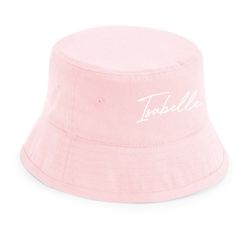 Kids Personalised Name Organic Cotton Bucket Summer Sun Hat UPF50+
