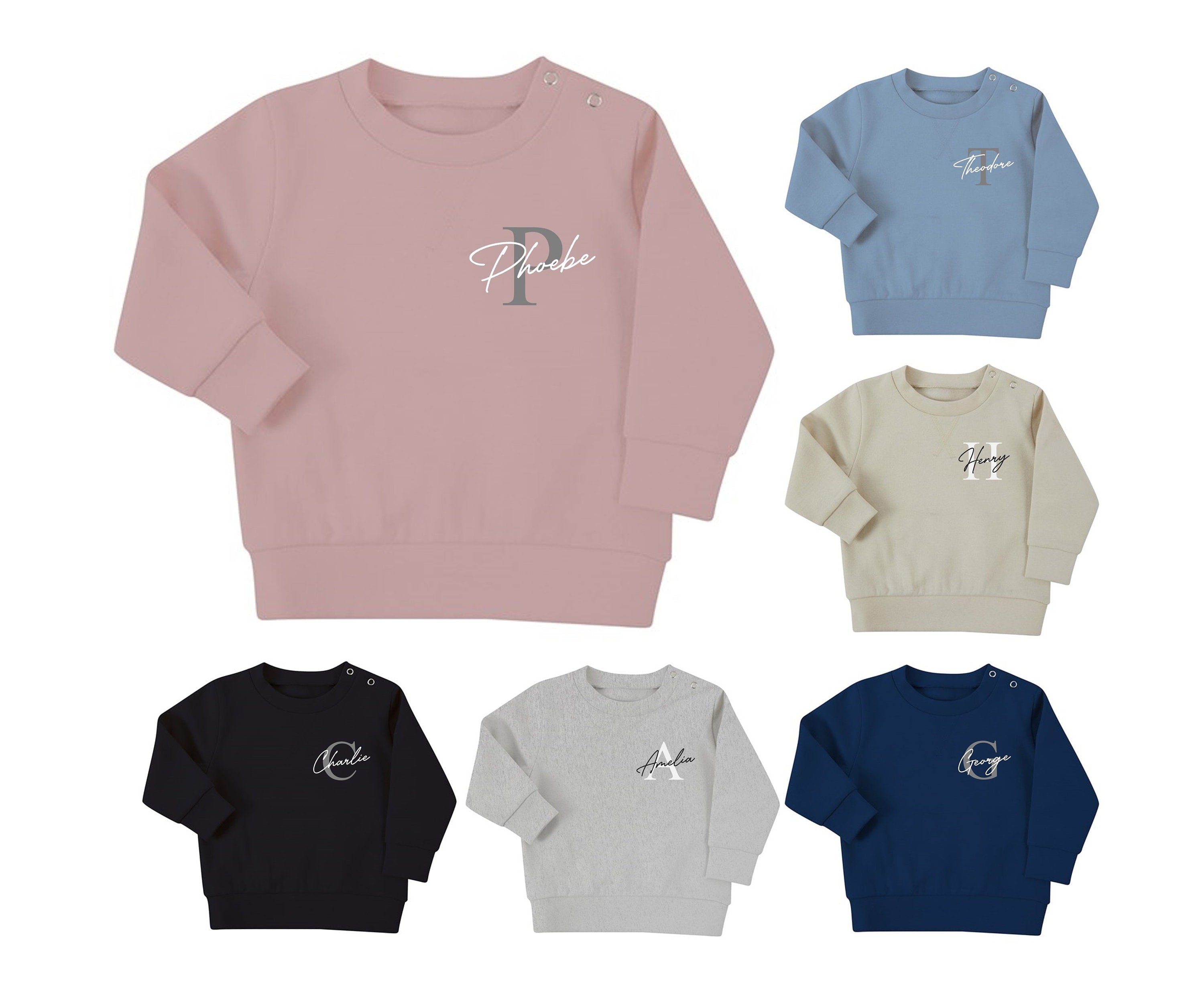 Personalised Name Initial Baby & Toddler Sustainable Sweatshirt