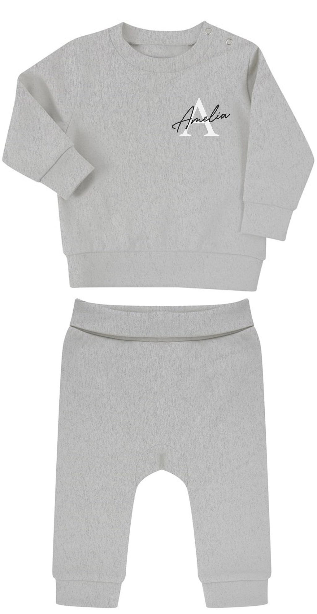 Personalised Name Initial Baby & Toddler Sustainable Sweatshirt and Joggers Set