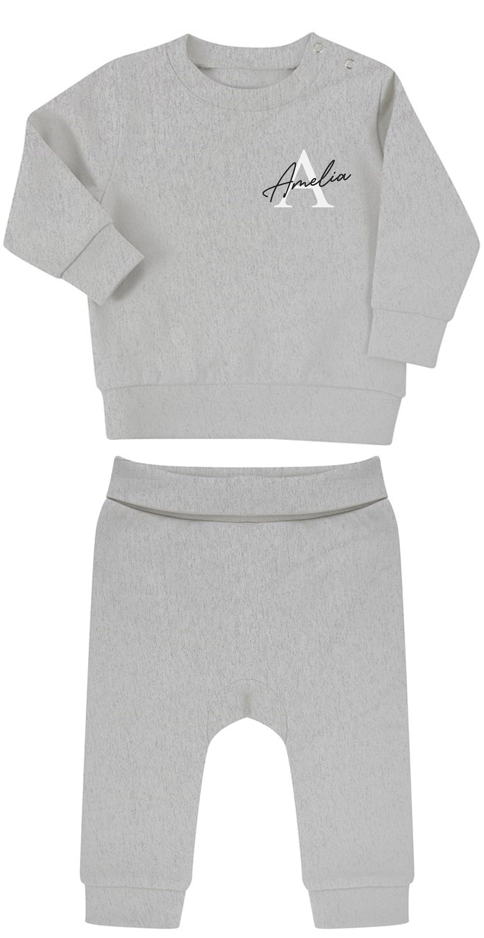 Personalised Name Initial Baby & Toddler Sustainable Sweatshirt and Joggers Set