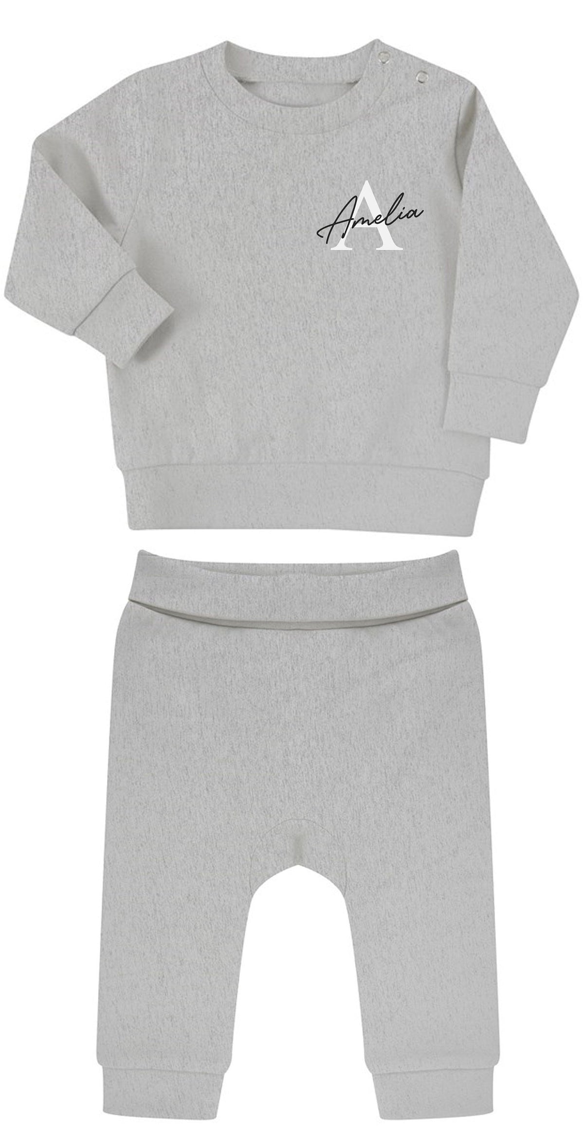 Personalised Name Initial Baby & Toddler Sustainable Sweatshirt and Joggers Set
