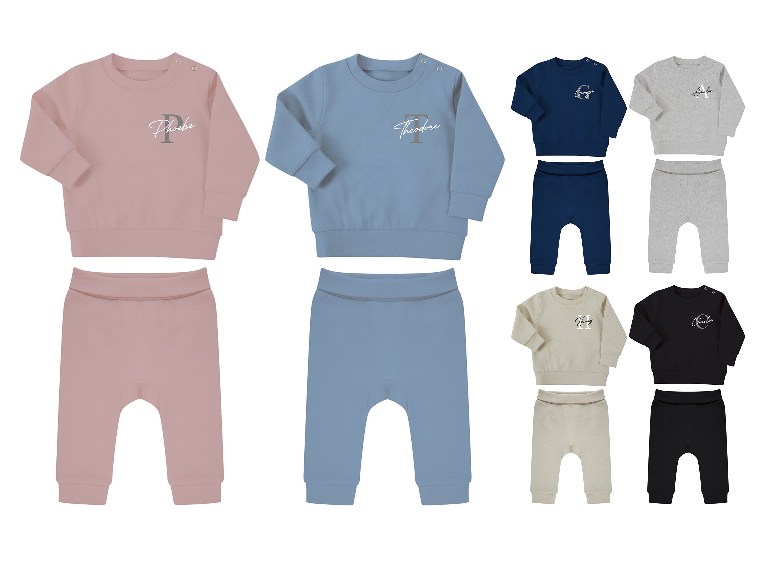 Personalised Name Initial Baby & Toddler Sustainable Sweatshirt and Joggers Set