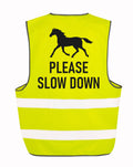 Kids & Adults Horse Riding Please Slow Down Hi-Vis Waistcoat Reflective Safety Vest