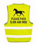 Kids & Adults Horse Riding Please Pass Slow And Wide Hi-Vis Waistcoat Reflective Safety Vest