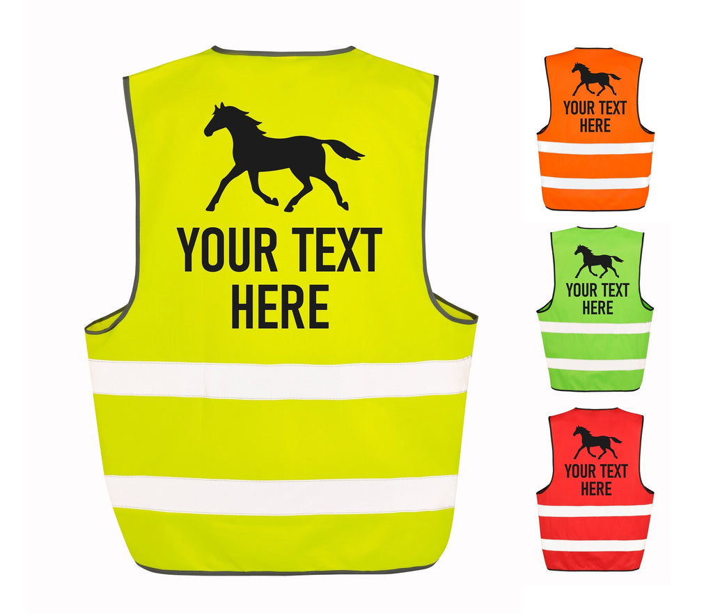 Kids & Adults Personalised Horse Riding Hi-Vis Waistcoat Reflective Safety Vest
