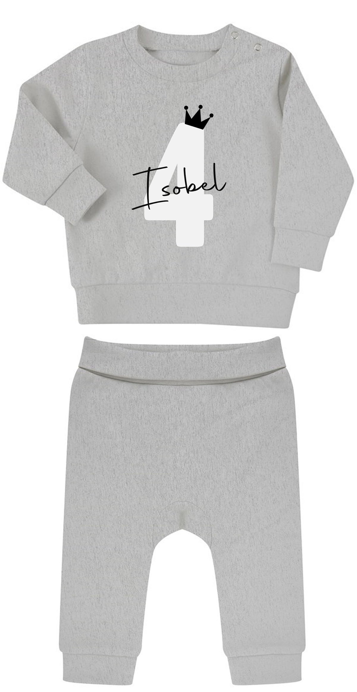 Personalised Name Age Baby & Toddler Sustainable Sweatshirt and Joggers Set Birthday Year Outfit