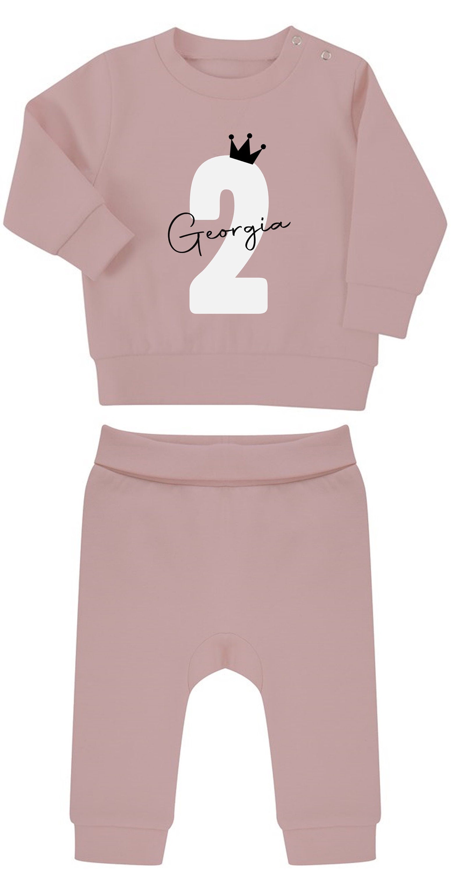 Personalised Name Age Baby & Toddler Sustainable Sweatshirt and Joggers Set Birthday Year Outfit