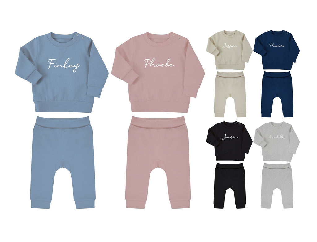 Personalised Name Baby & Toddler Sustainable Sweatshirt and Joggers Set